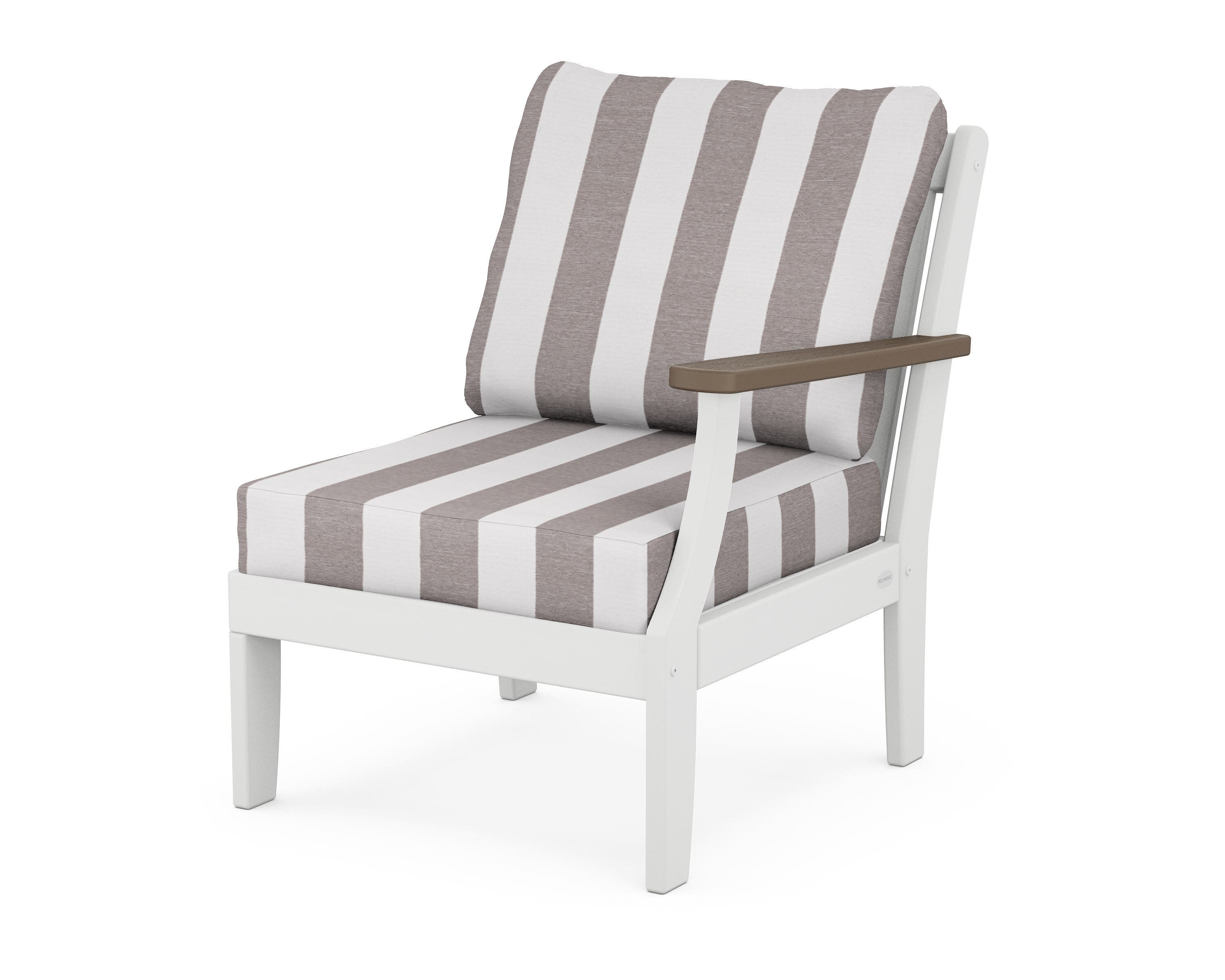Braxton Modular Right Arm Chair in White / Kona / Cabana Stripe Grey Mist