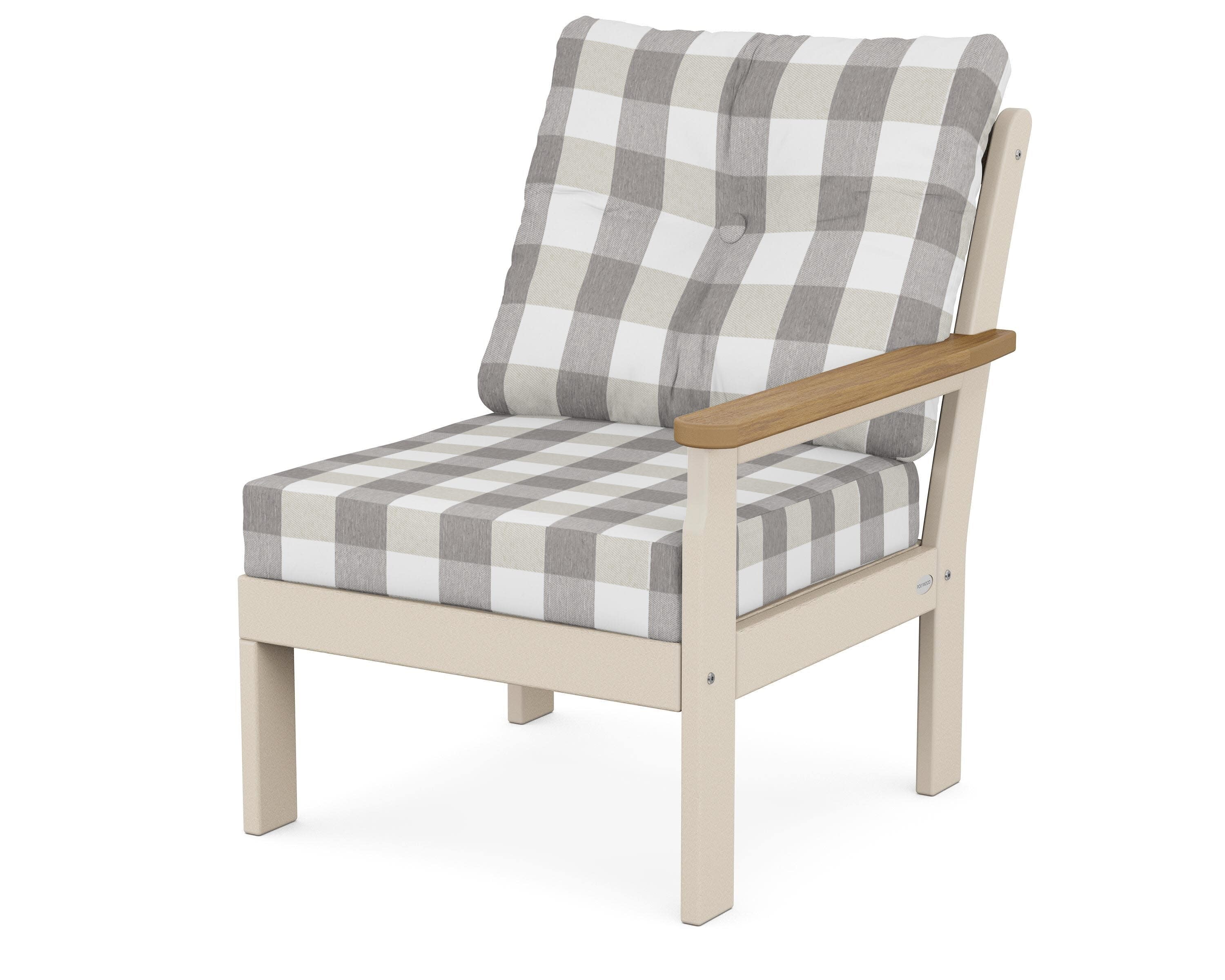 Vineyard Modular Right Arm Chair in Sand / Natural / Buffalo Plaid Grey Mist
