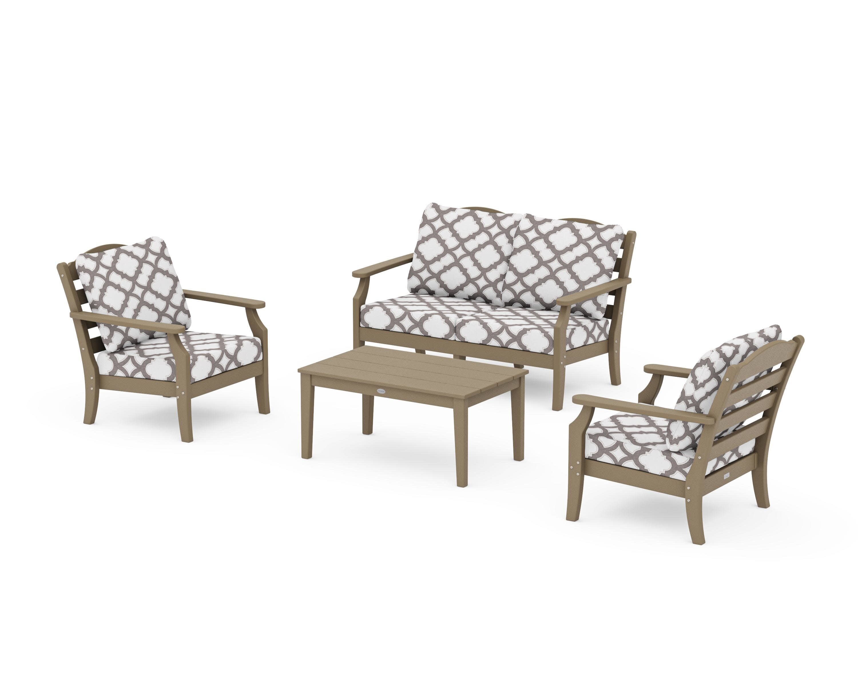 Savannah 4-Piece Deep Seating Set with Loveseat in Vintage Sahara / Trellis Grey Mist