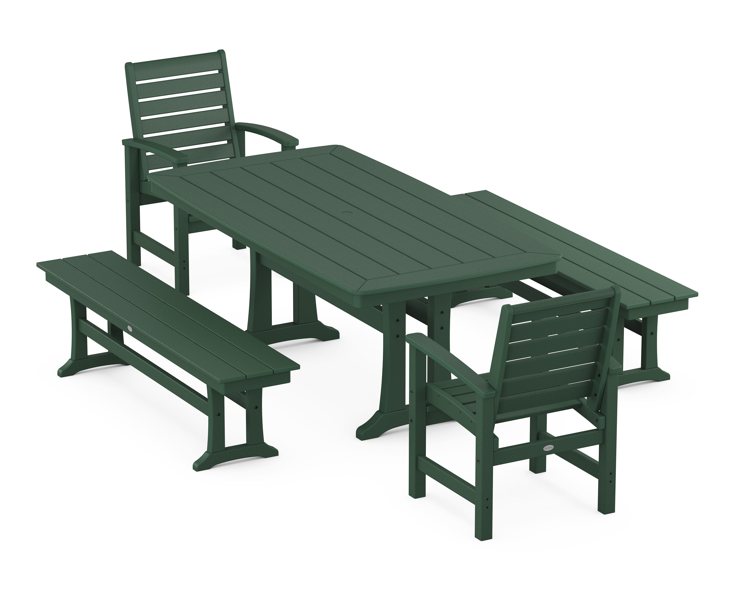 Signature 5-Piece Dining Set with Trestle Legs in Green