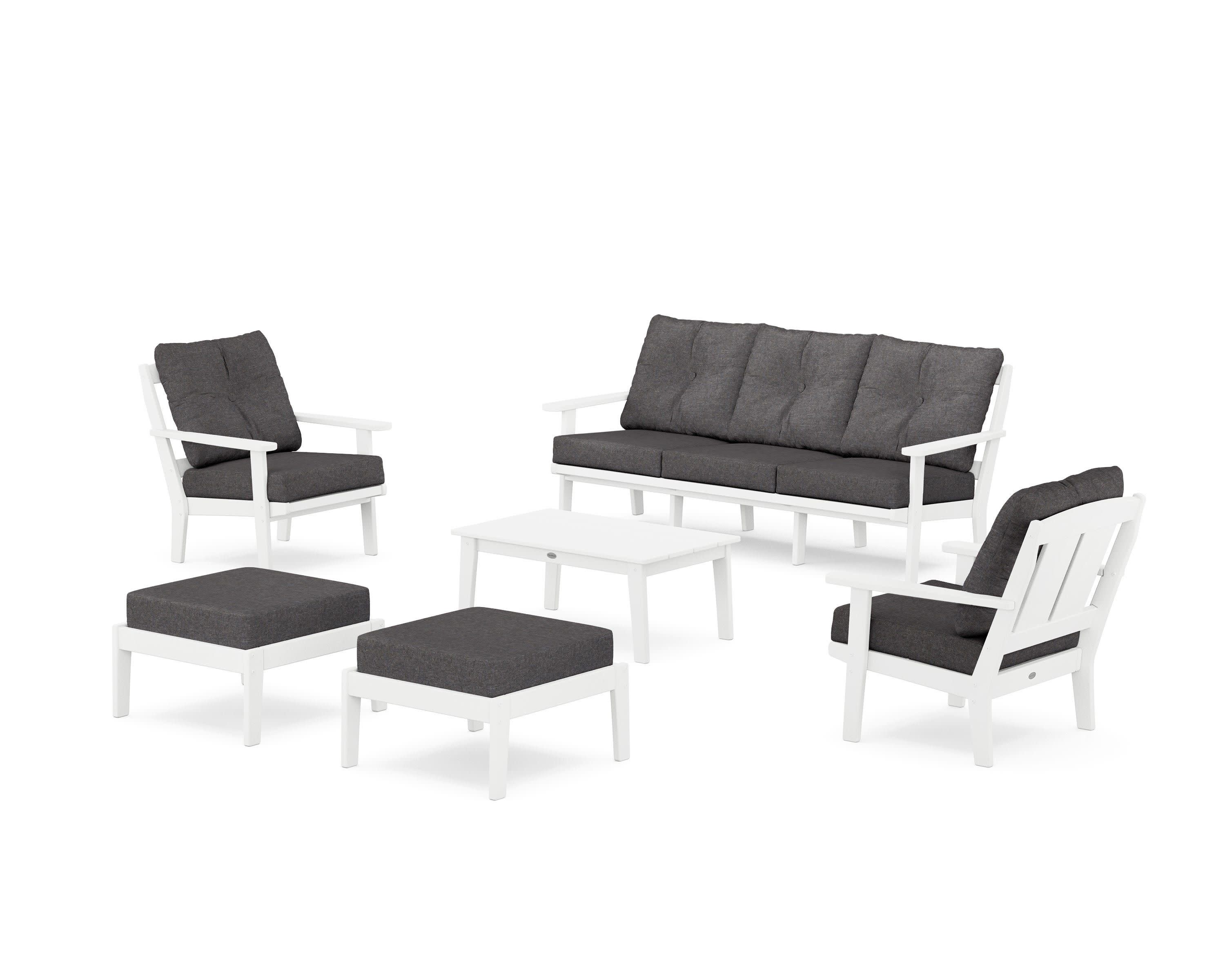 Mission 6-Piece Lounge Sofa Set in White / Ash Charcoal