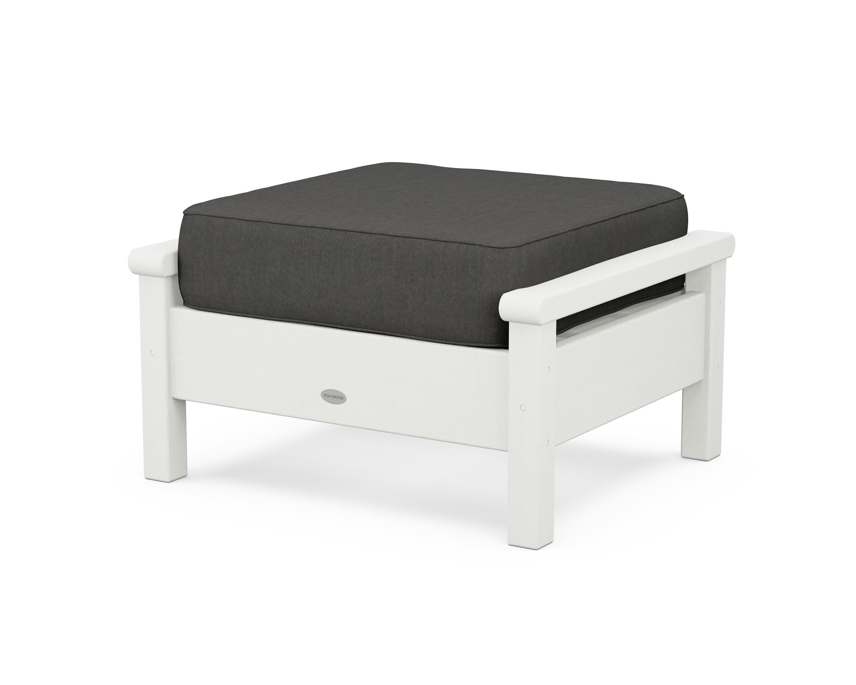 Harbour Deep Seating Ottoman in Vintage White / Spectrum Carbon
