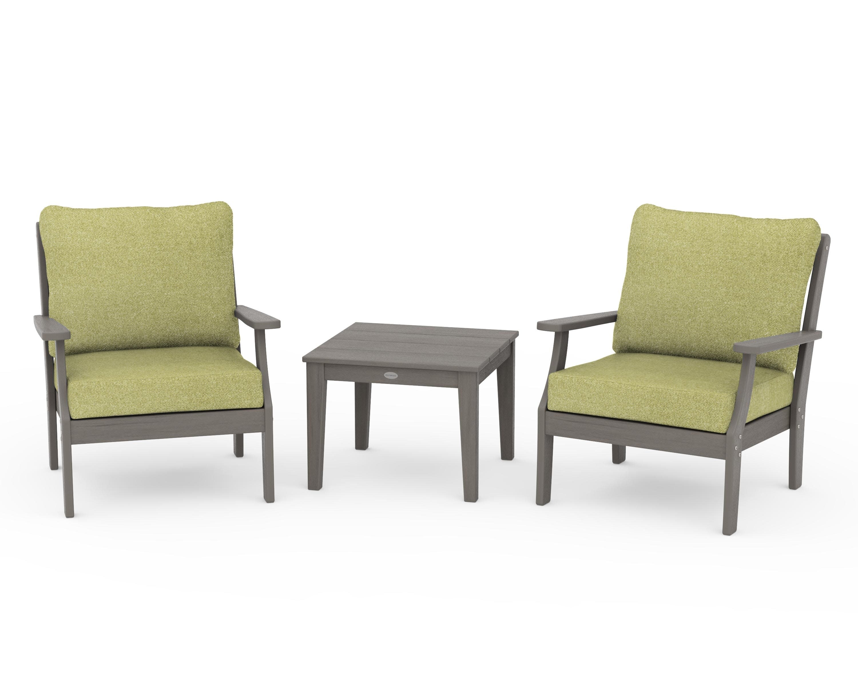 Braxton 3-Piece Deep Seating Set in Driftwood / Chartreuse Boucle