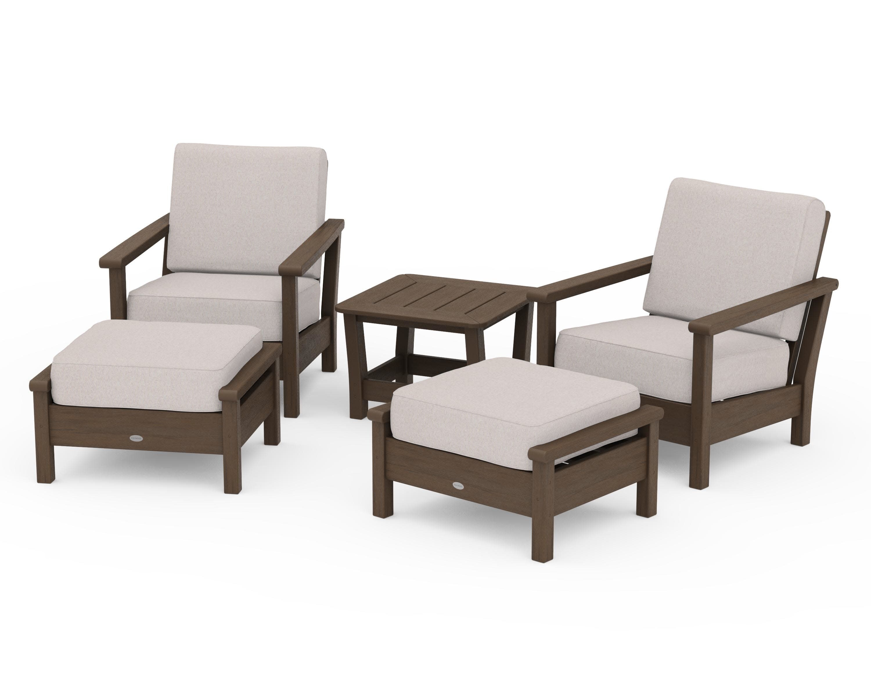 Harbour 5-Piece Deep Seating Chair Set in Kona / Dune Burlap