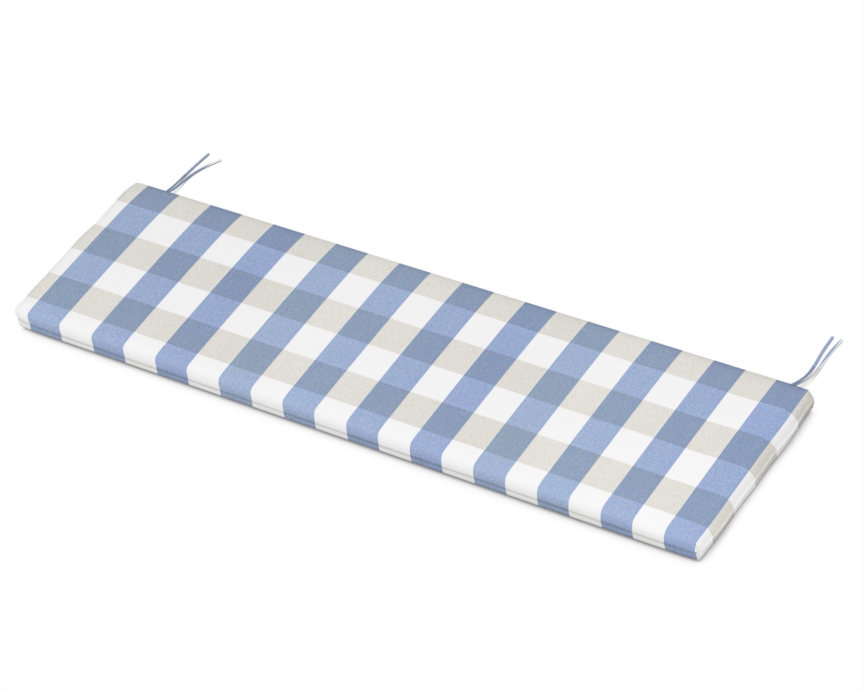 Bench Seat Cushion - 18.5"D x 55.5"W x 2.5"H in Buffalo Plaid Sky Blue