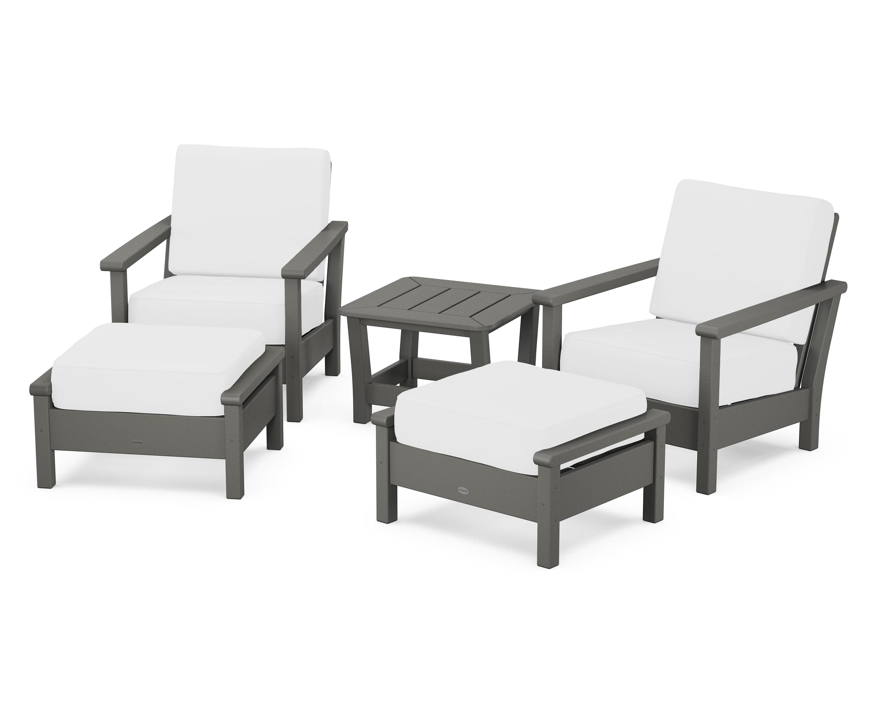 Harbour 5-Piece Deep Seating Chair Set in Slate Grey / Natural