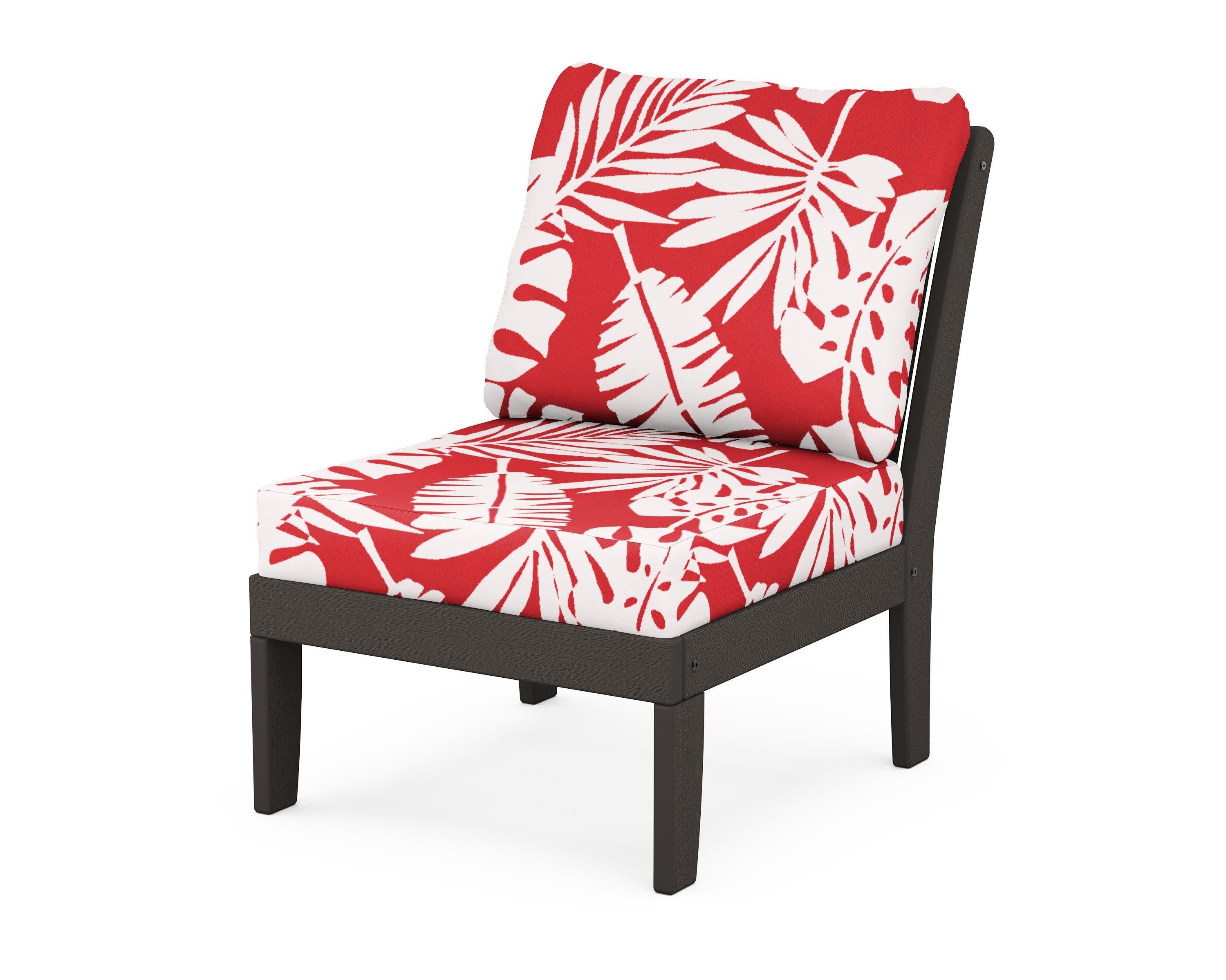 Braxton Modular Armless Chair in Vintage Coffee / Leaf Crimson