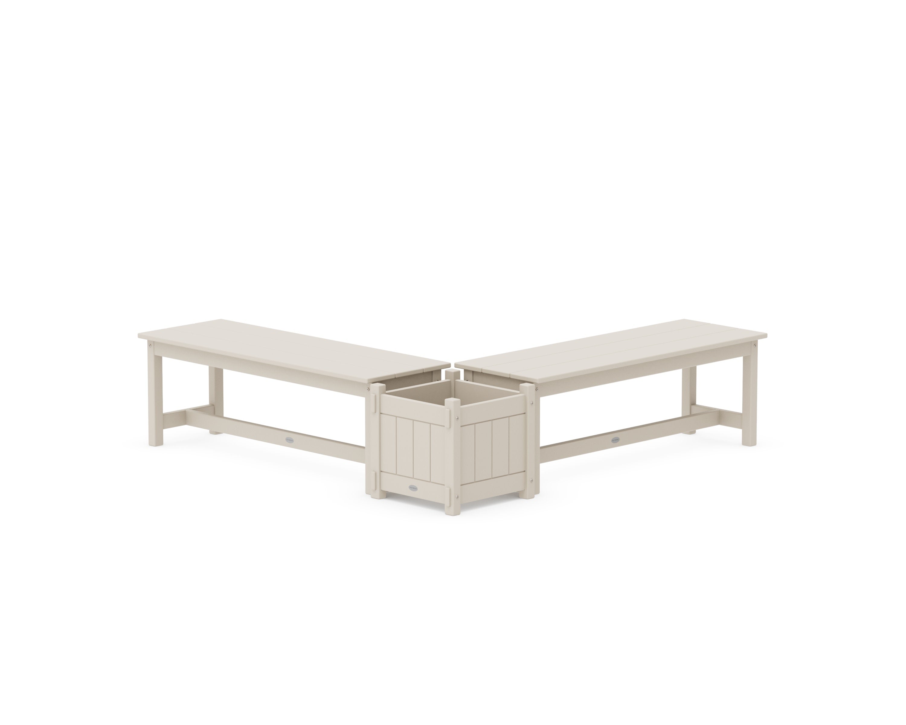 48" Vineyard L- Shaped Planter Bench Set in Sand