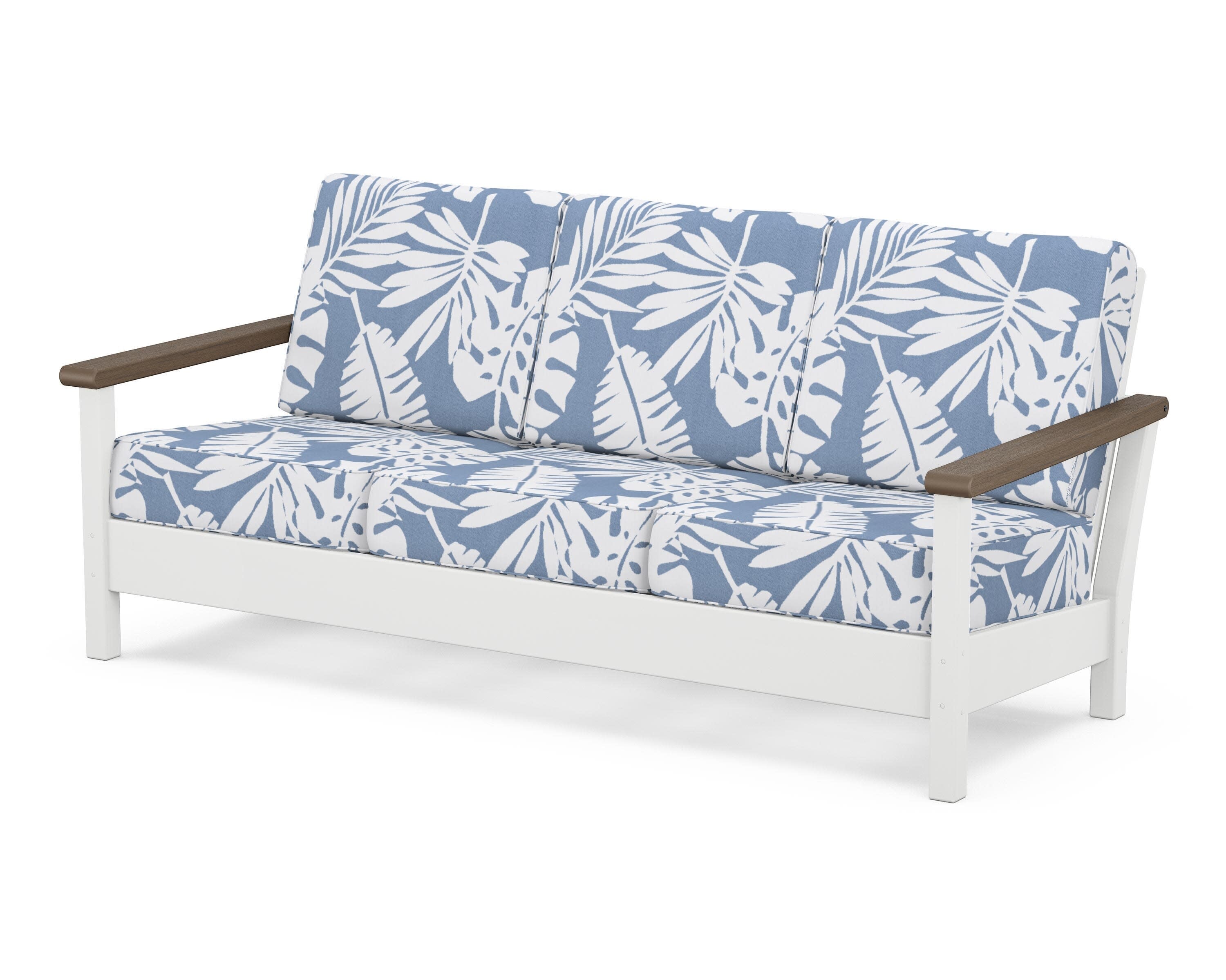 Harbour Deep Seating Sofa in White / Kona / Leaf Sky Blue