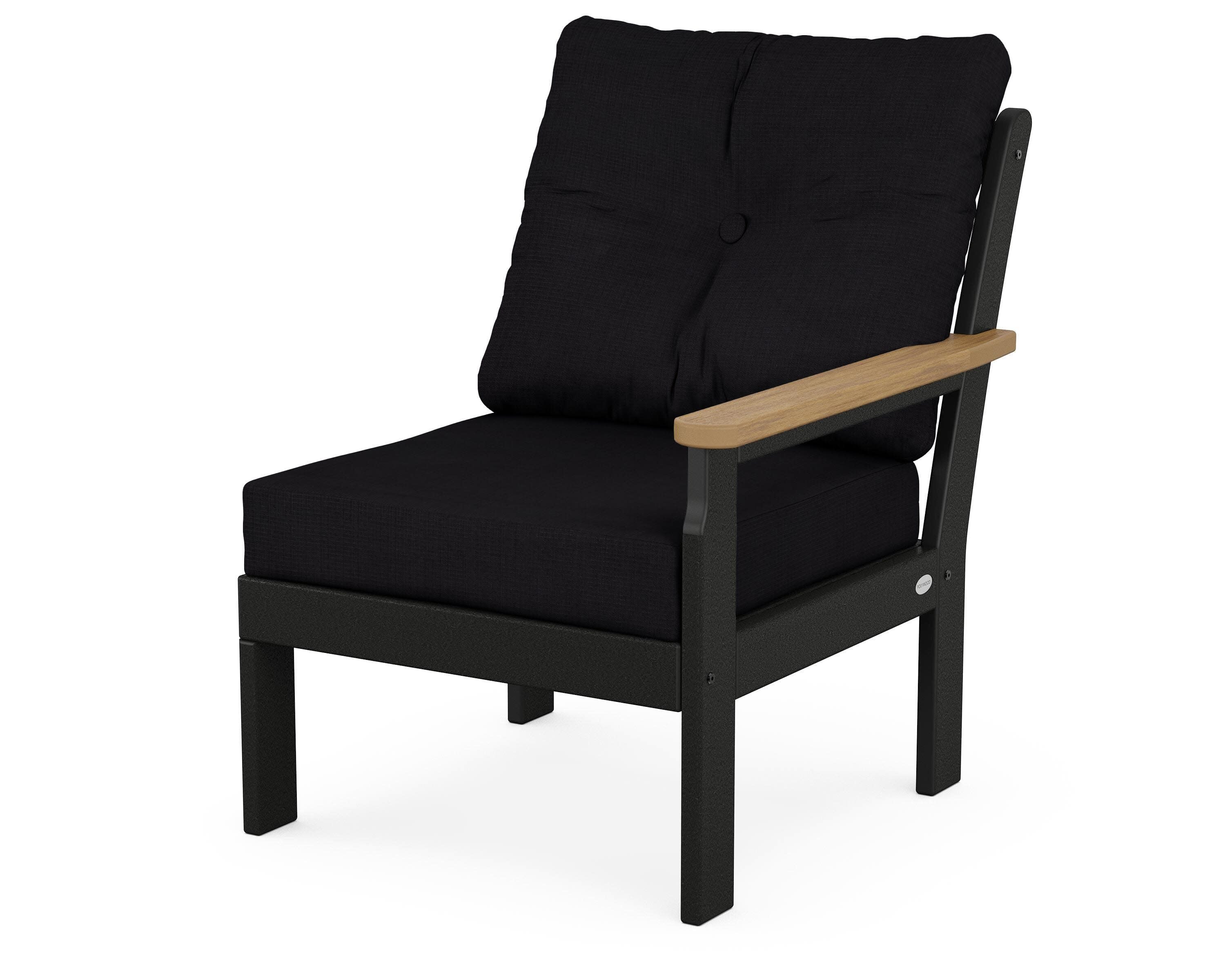 Vineyard Modular Right Arm Chair in Black / Natural / Midnight Linen