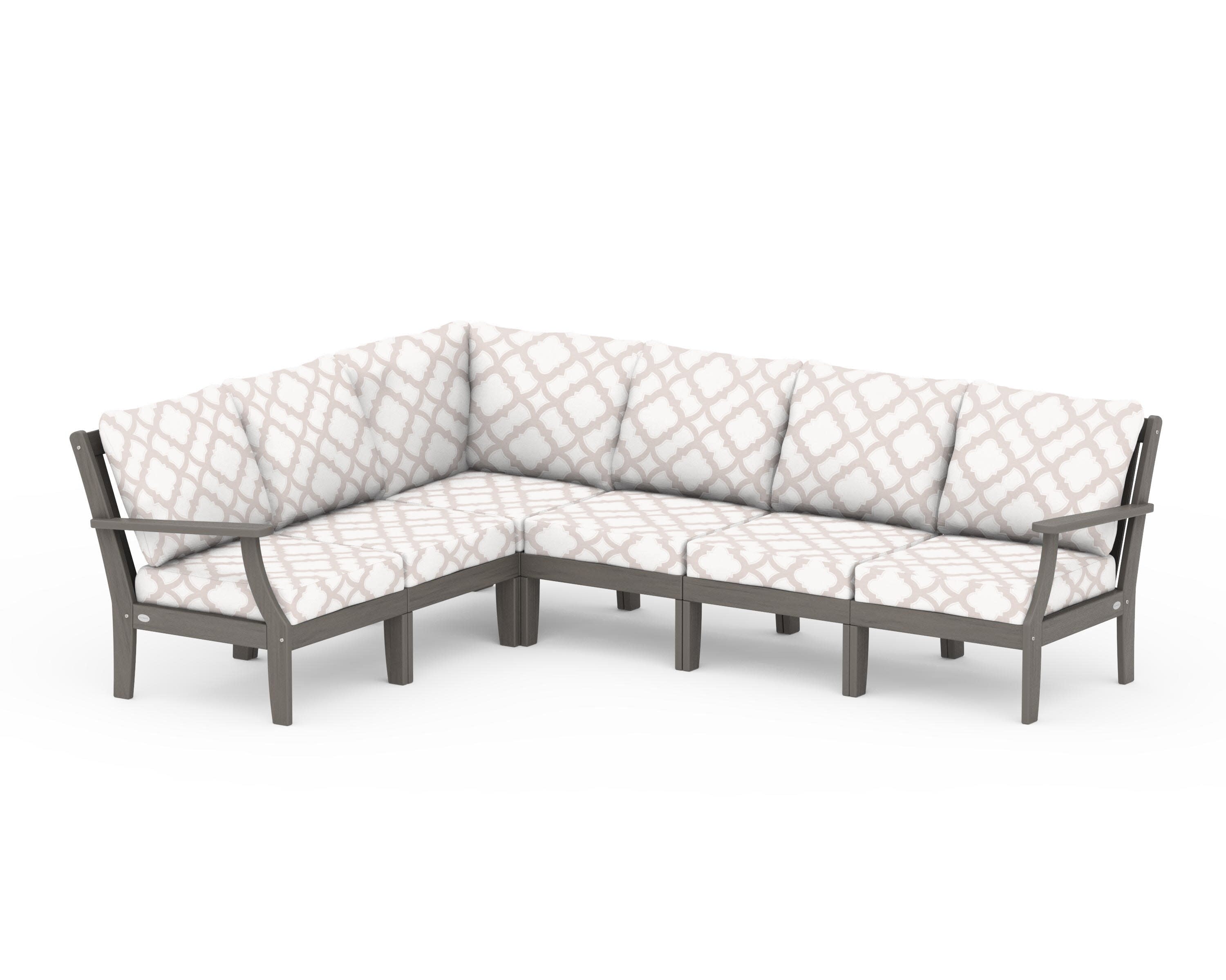 Braxton Modular 6-Piece Deep Seating Set in Driftwood / Trellis Dune Burlap