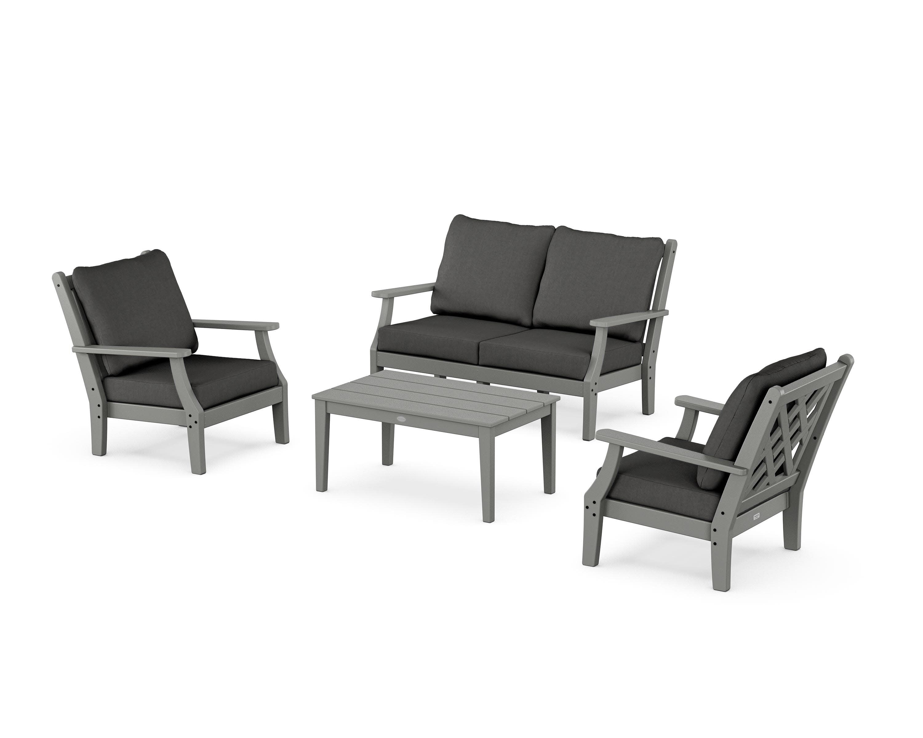 Wovendale 4-Piece Deep Seating Set with Loveseat in Slate Grey / Spectrum Carbon