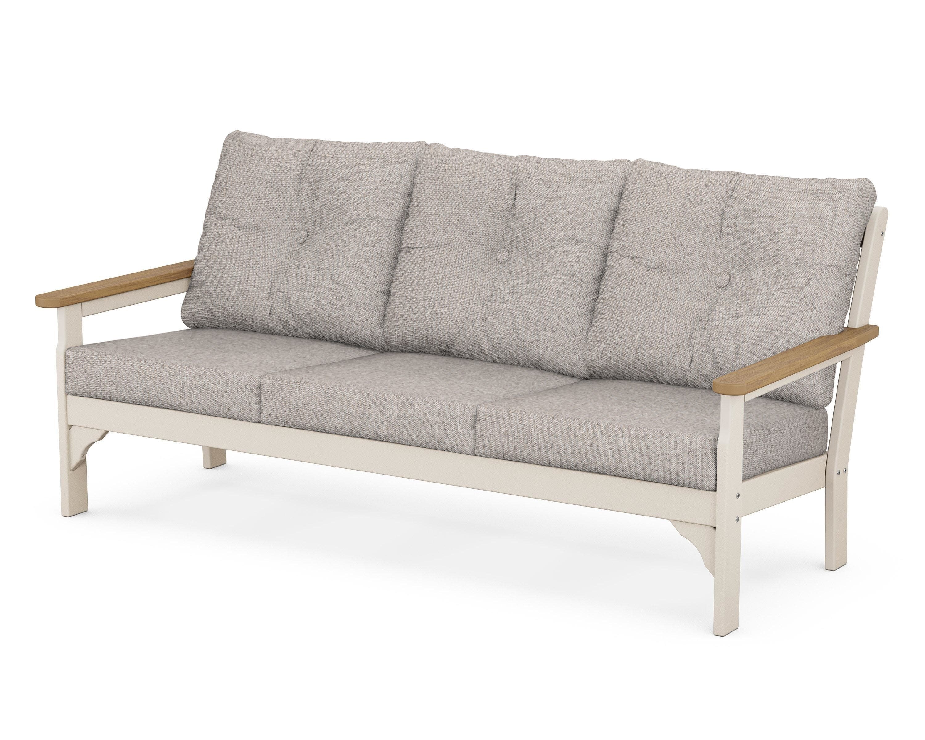 Vineyard Deep Seating Sofa in Sand / Natural / Weathered Tweed