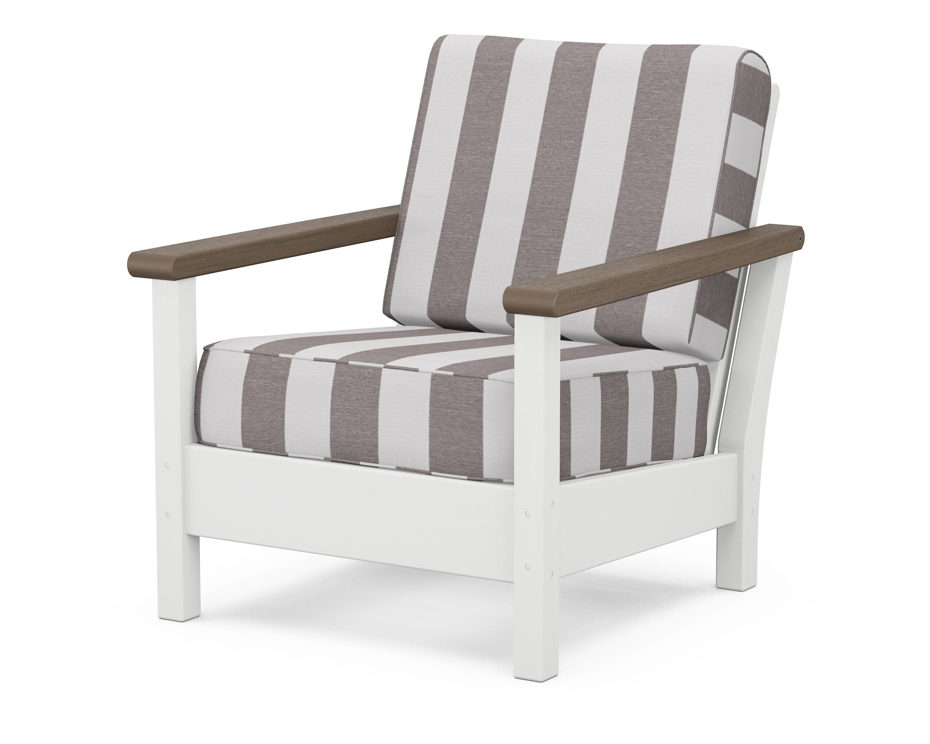 Harbour Deep Seating Chair in White / Kona / Cabana Stripe Grey Mist