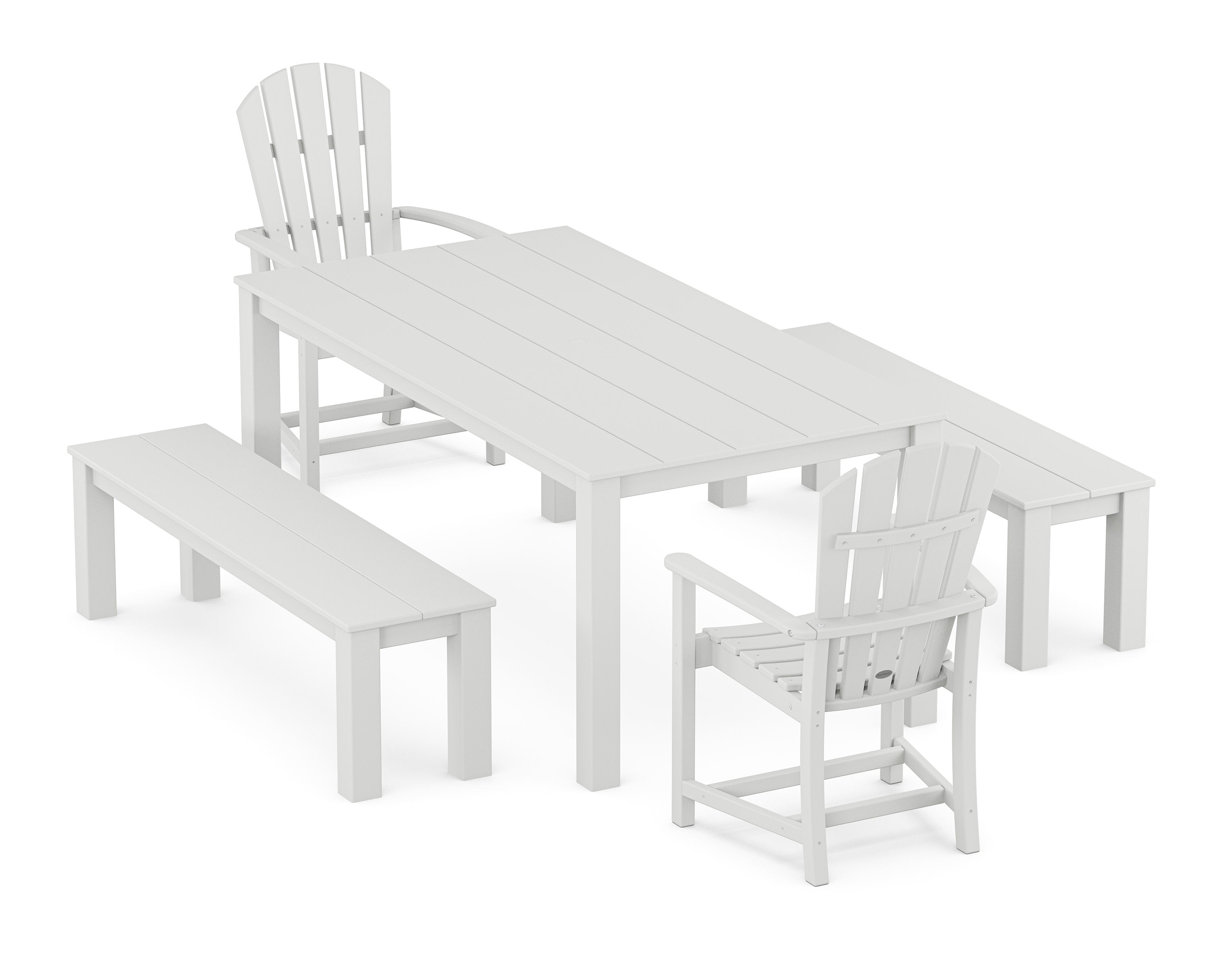 Palm Coast 5-Piece Parsons Dining Set with Benches in White