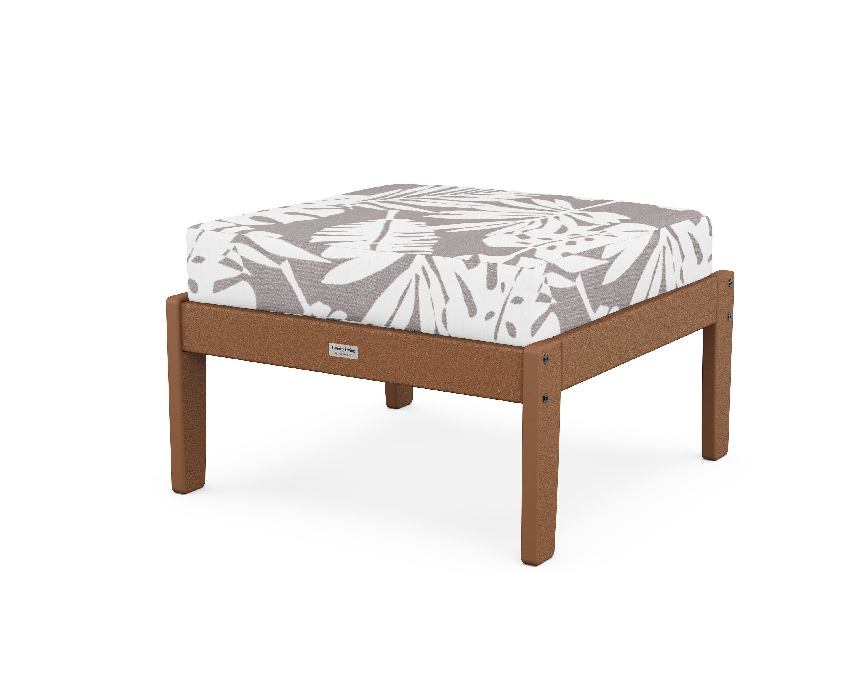 Cottage Deep Seating Ottoman in Teak / Leaf Grey Mist