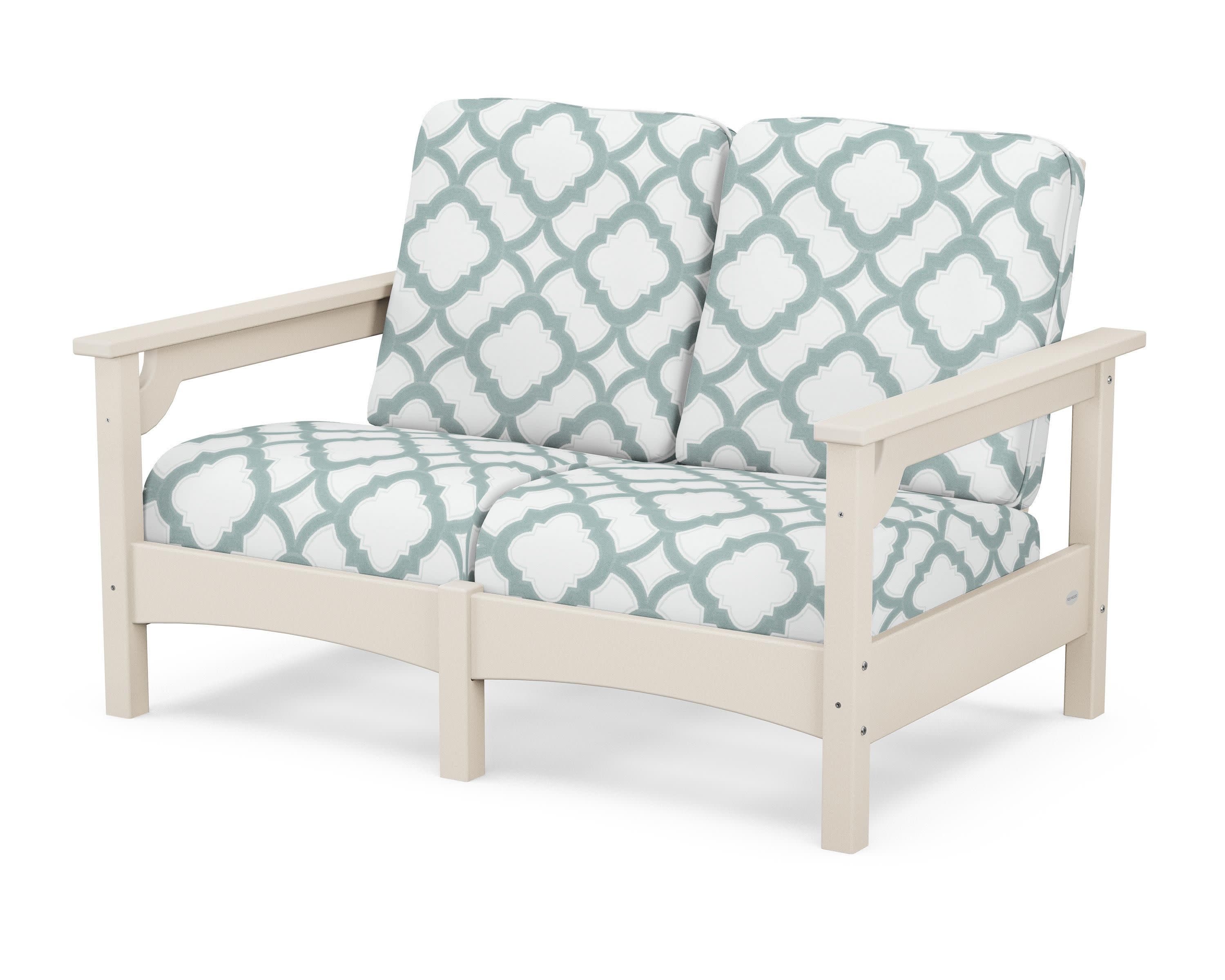 Club Loveseat in Sand / Trellis Glacier Spa