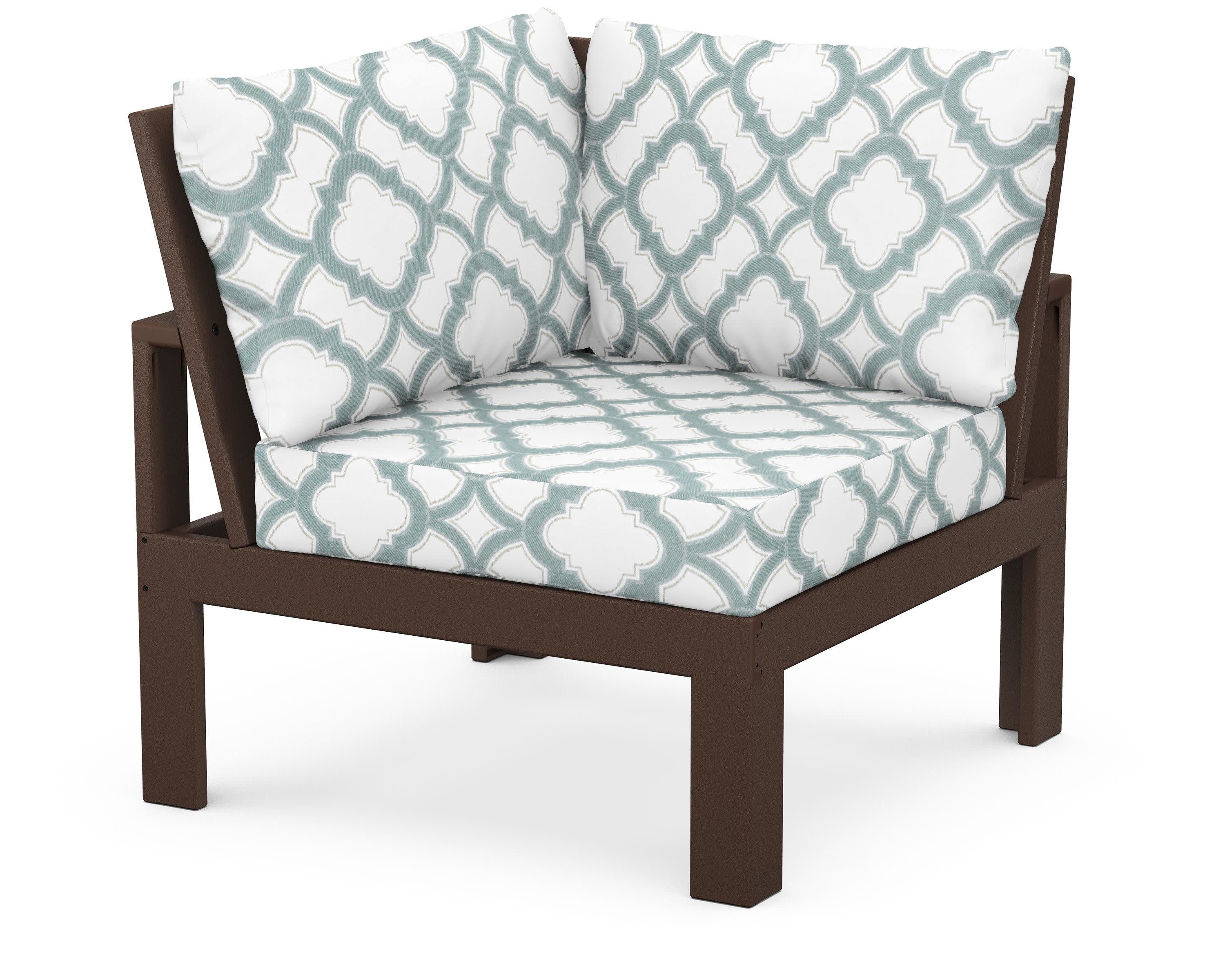 Modular Corner Chair in Mahogany / Trellis Glacier Spa