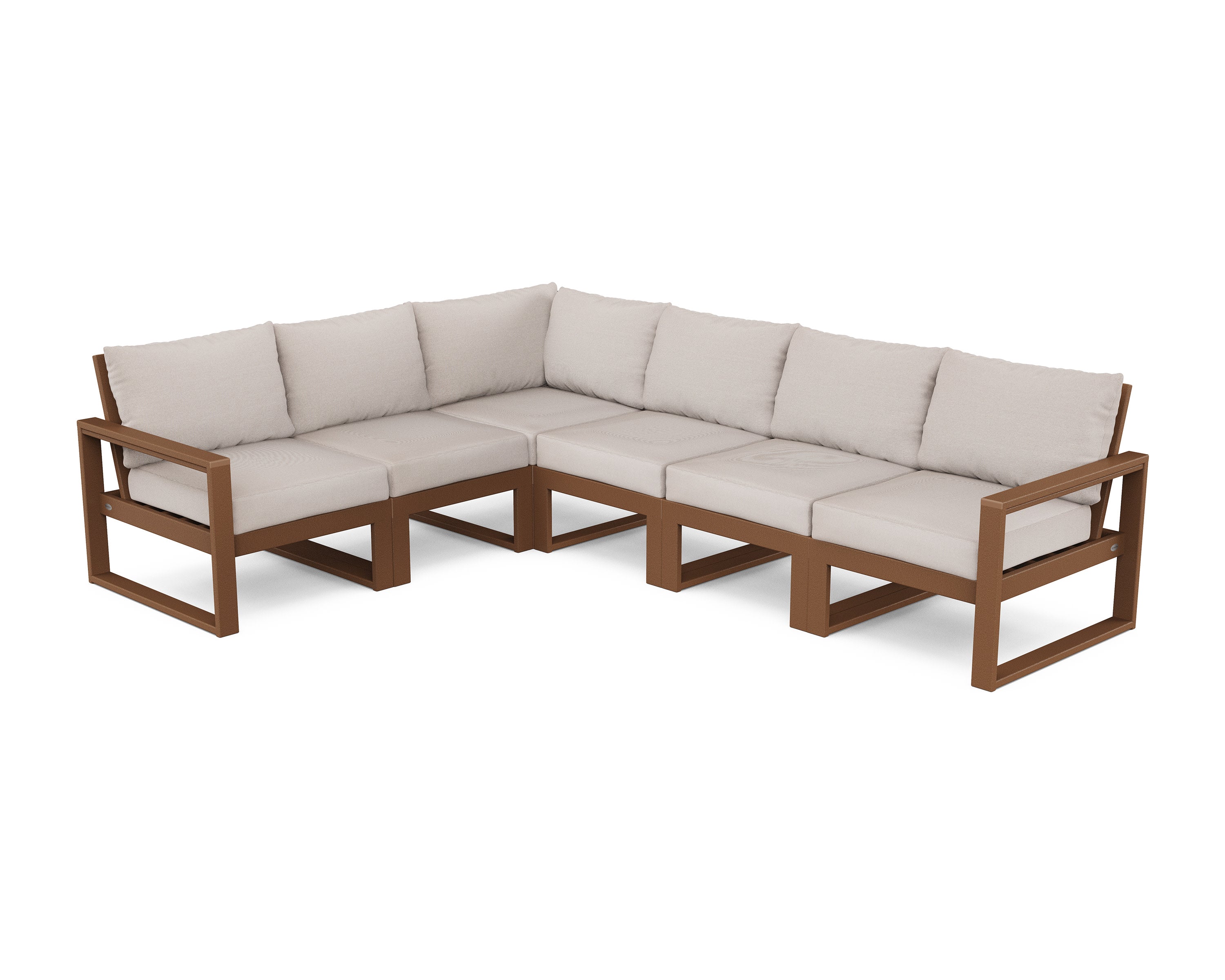 EDGE 6-Piece Modular Deep Seating Set in Teak / Dune Burlap