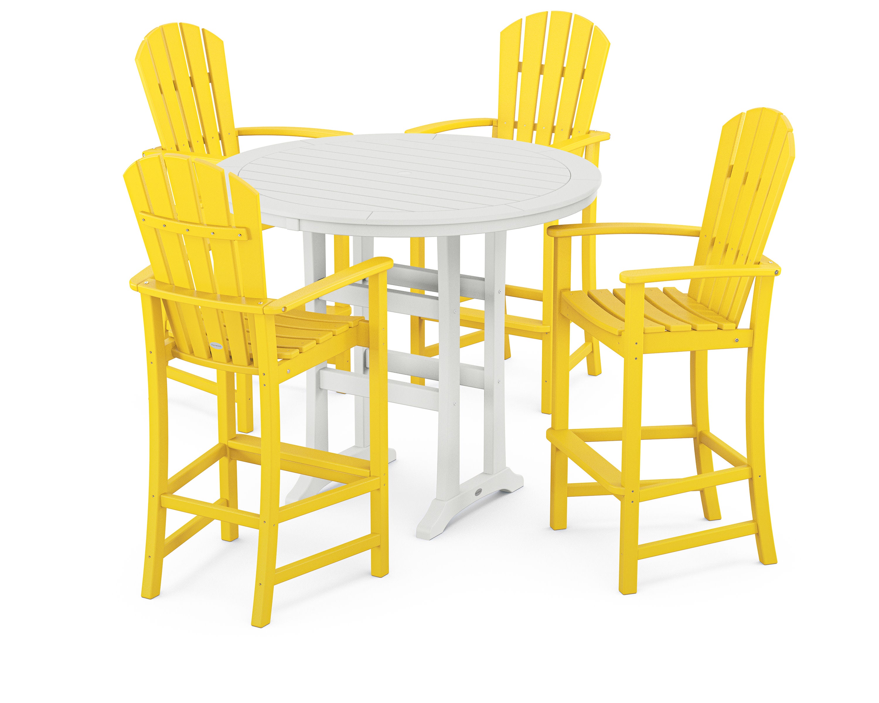 Palm Coast 5-Piece Round Bar Set in Lemon / White