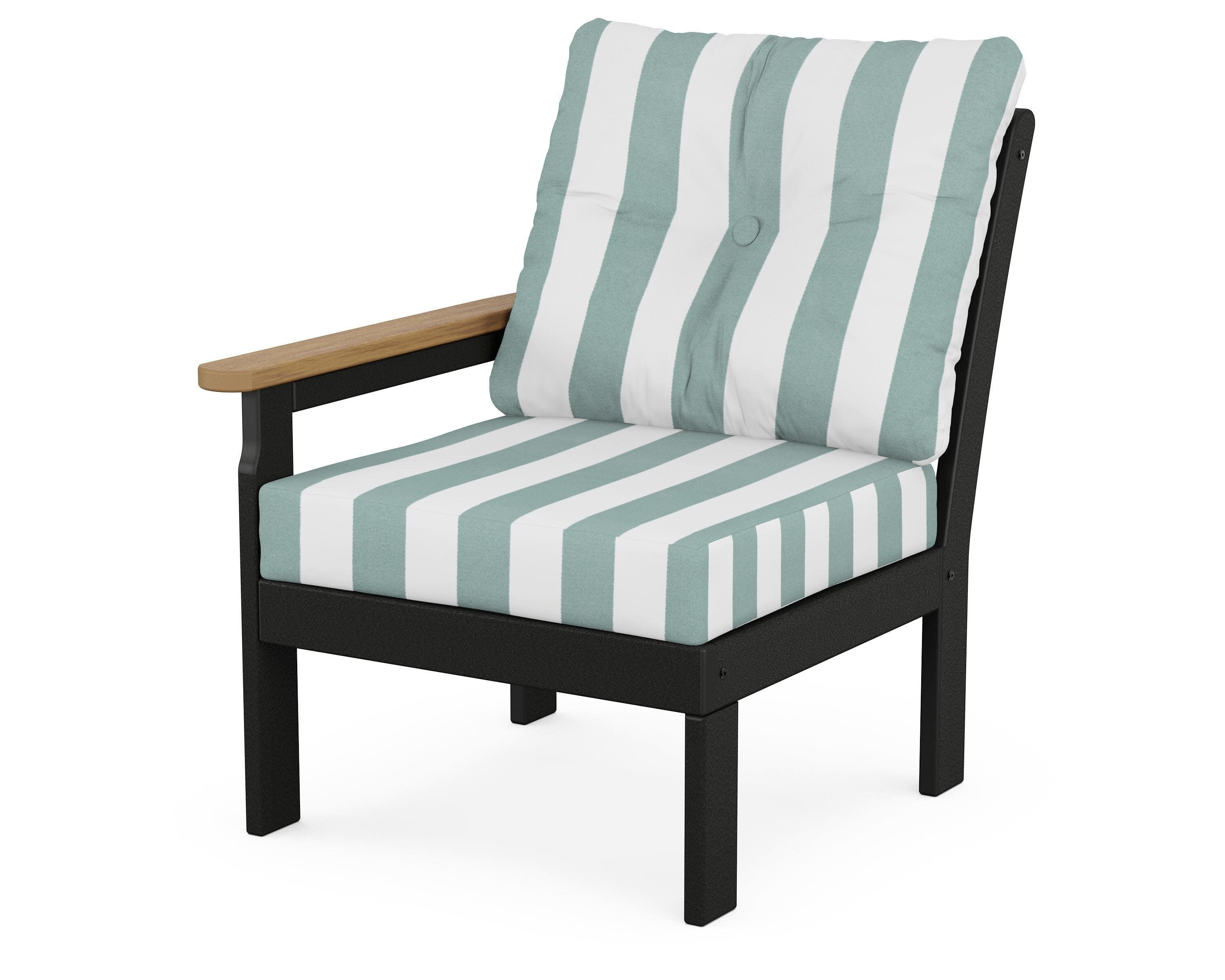 Vineyard Modular Left Arm Chair in Black / Natural / Cabana Stripe Glacier Spa