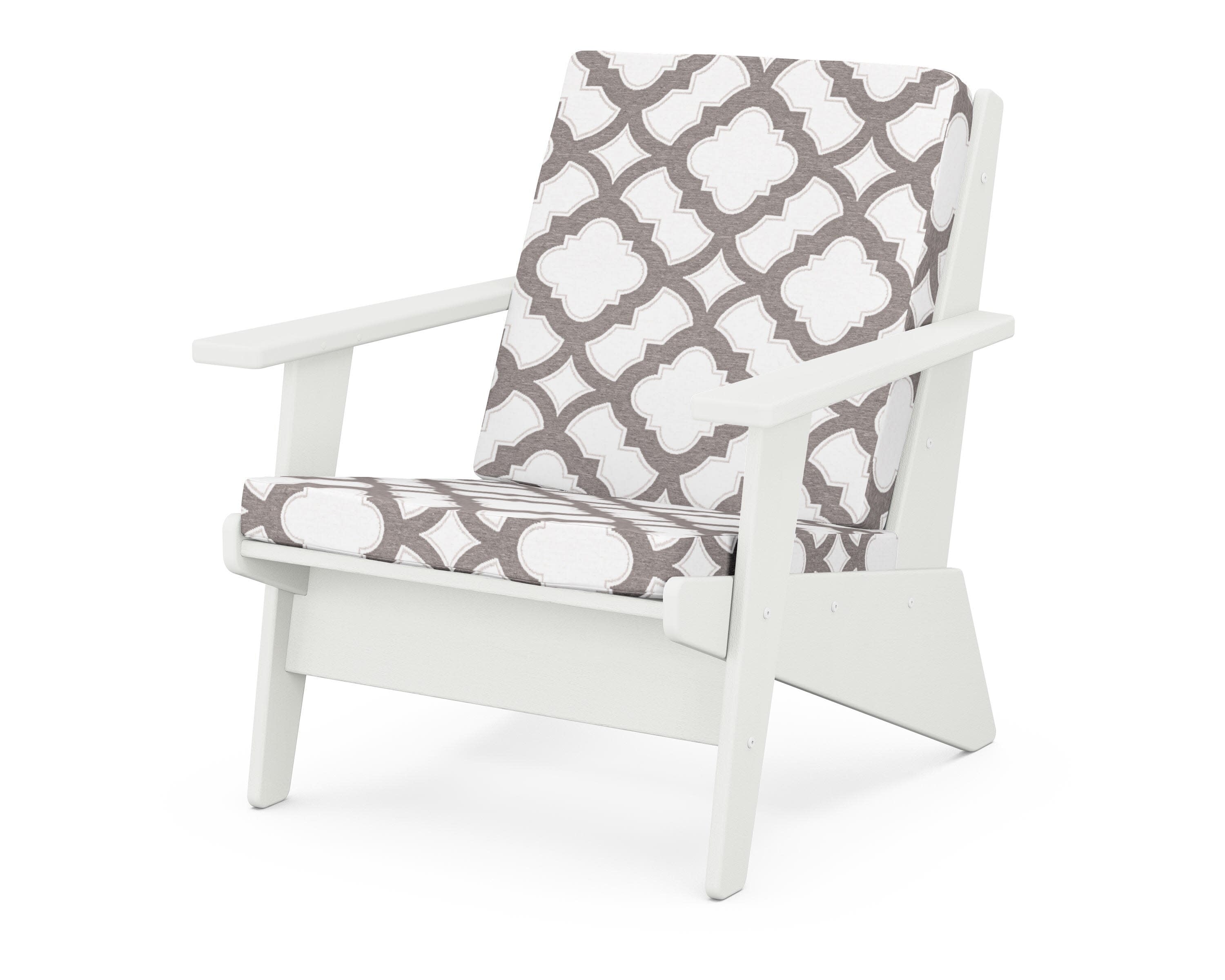 Riviera Modern Lounge Chair in Vintage White / Trellis Grey Mist
