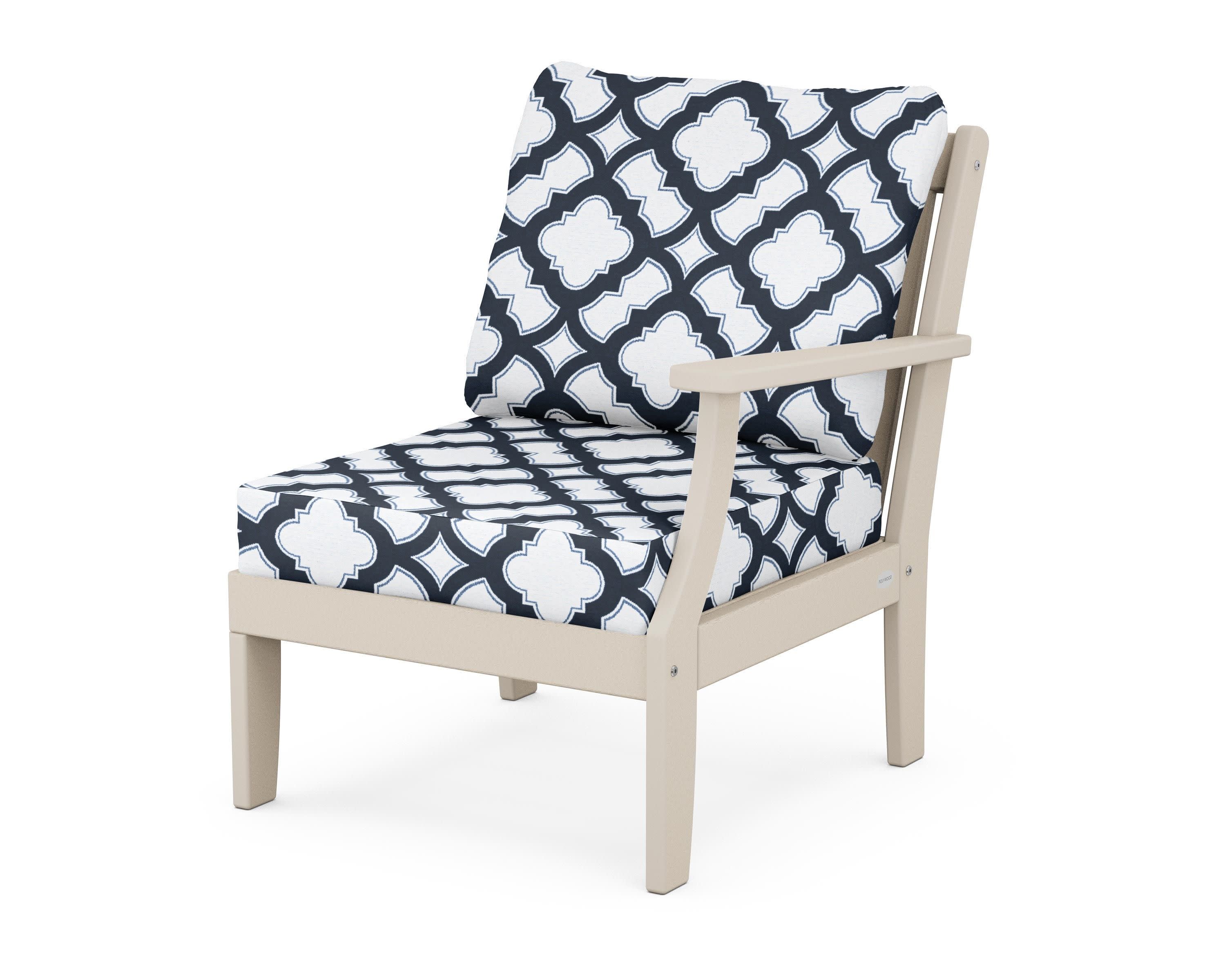 Braxton Modular Right Arm Chair in Sand / Trellis Marine Indigo