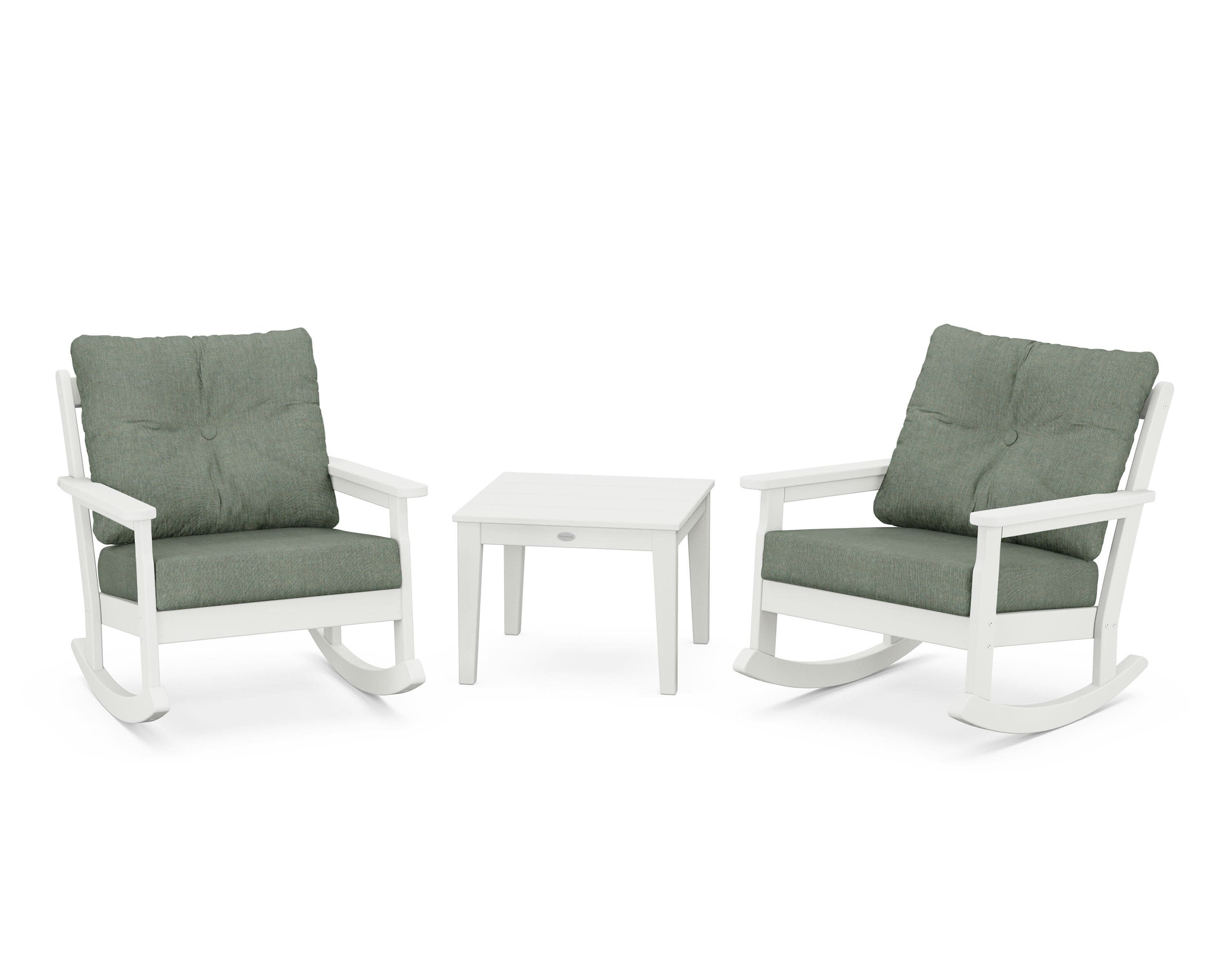 Vineyard 3-Piece Deep Seating Rocker Set in Vintage White / Cast Sage