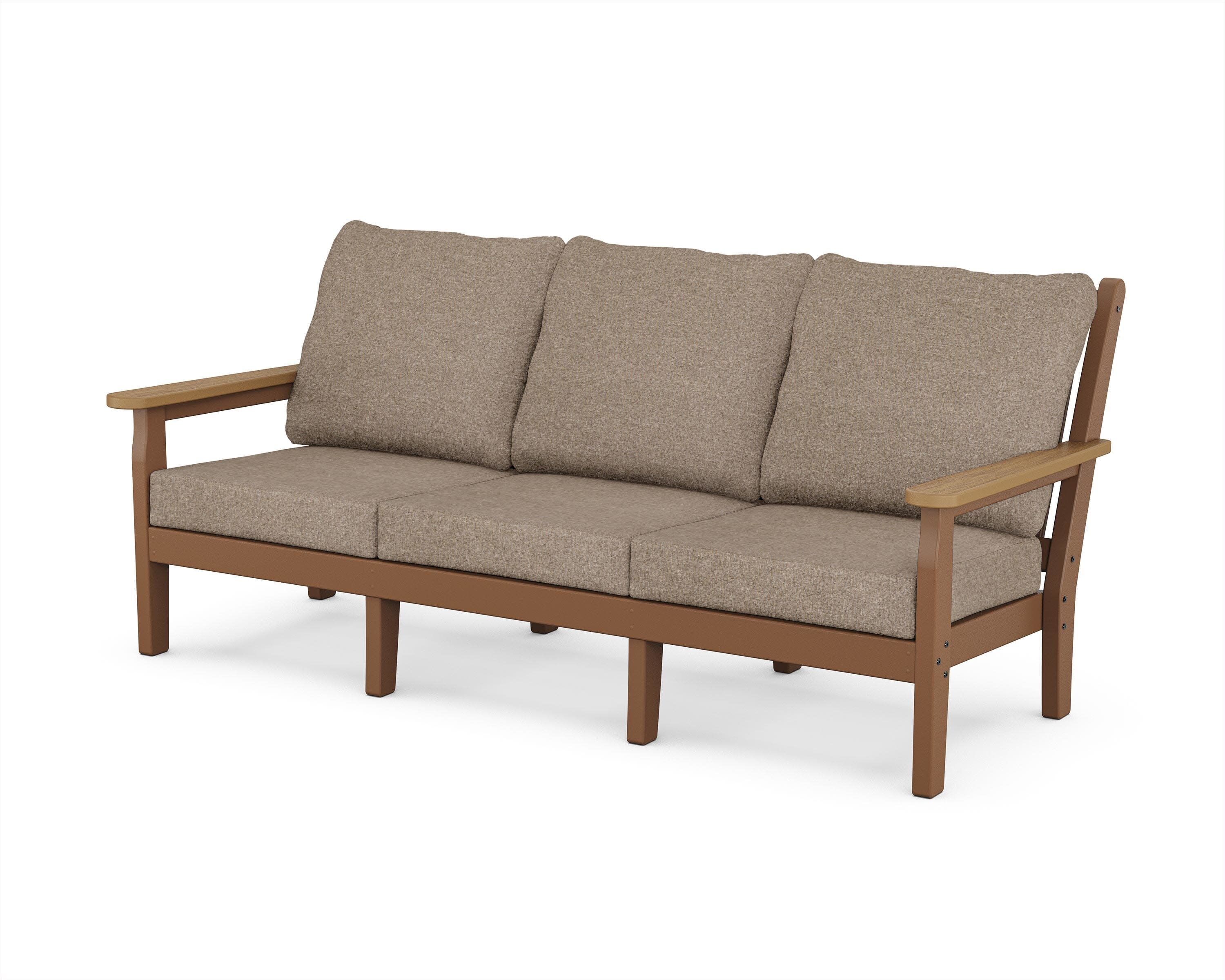 Chippendale Deep Seating Sofa in Teak / Natural / Spiced Burlap