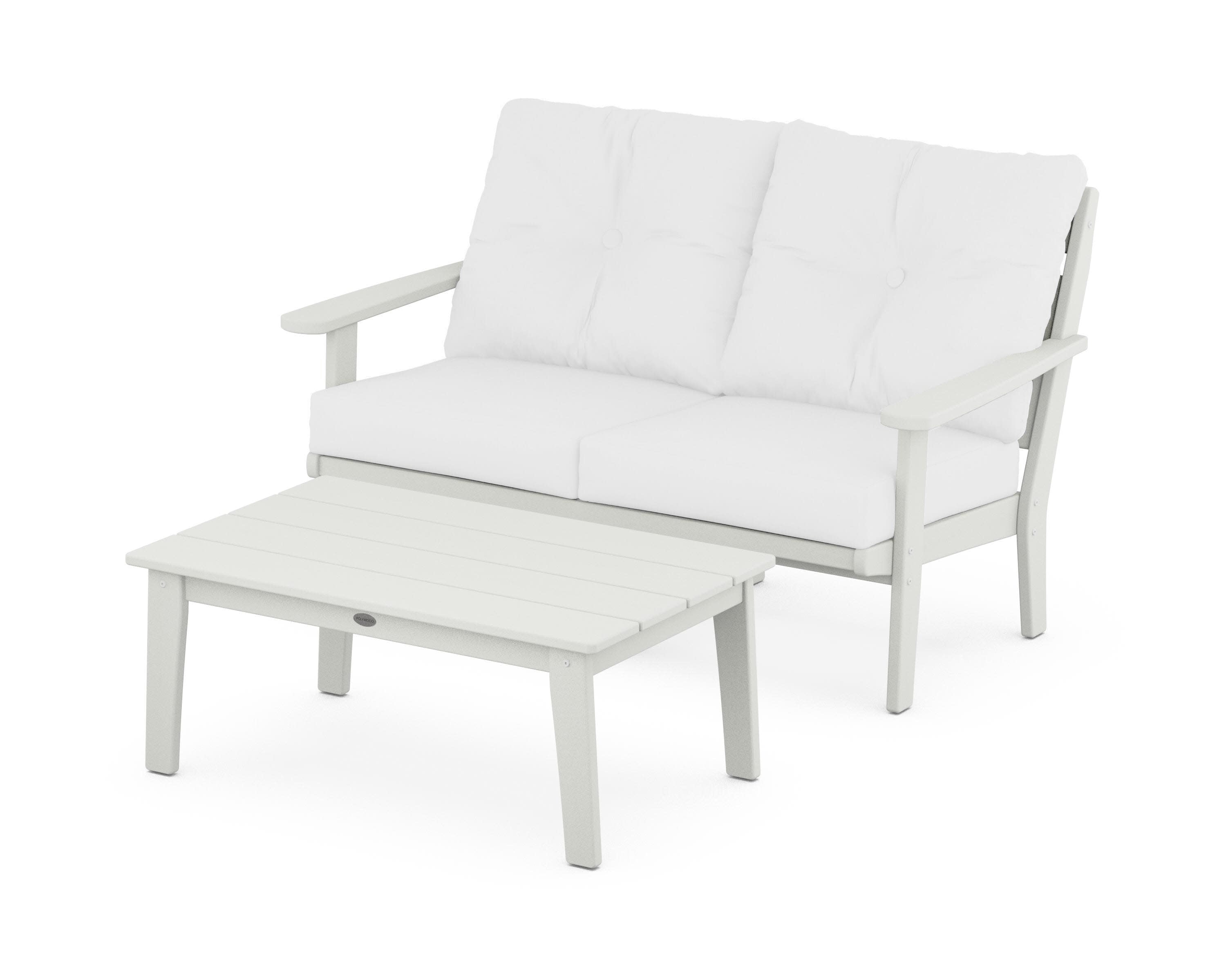 Lakeside 2-Piece Lounge Loveseat Set in Vintage White / Natural