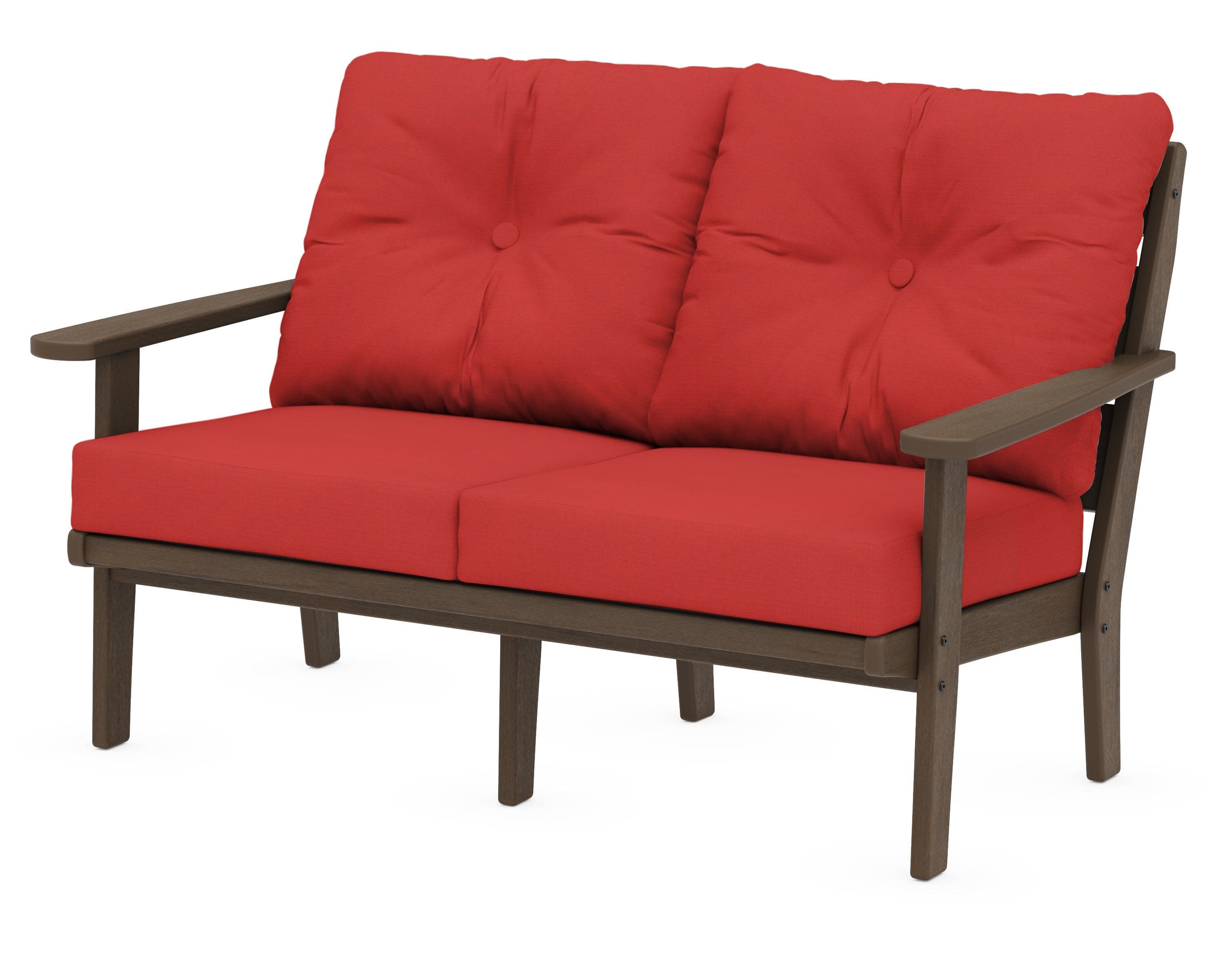 Lakeside Deep Seating Loveseat in Kona / Crimson Linen