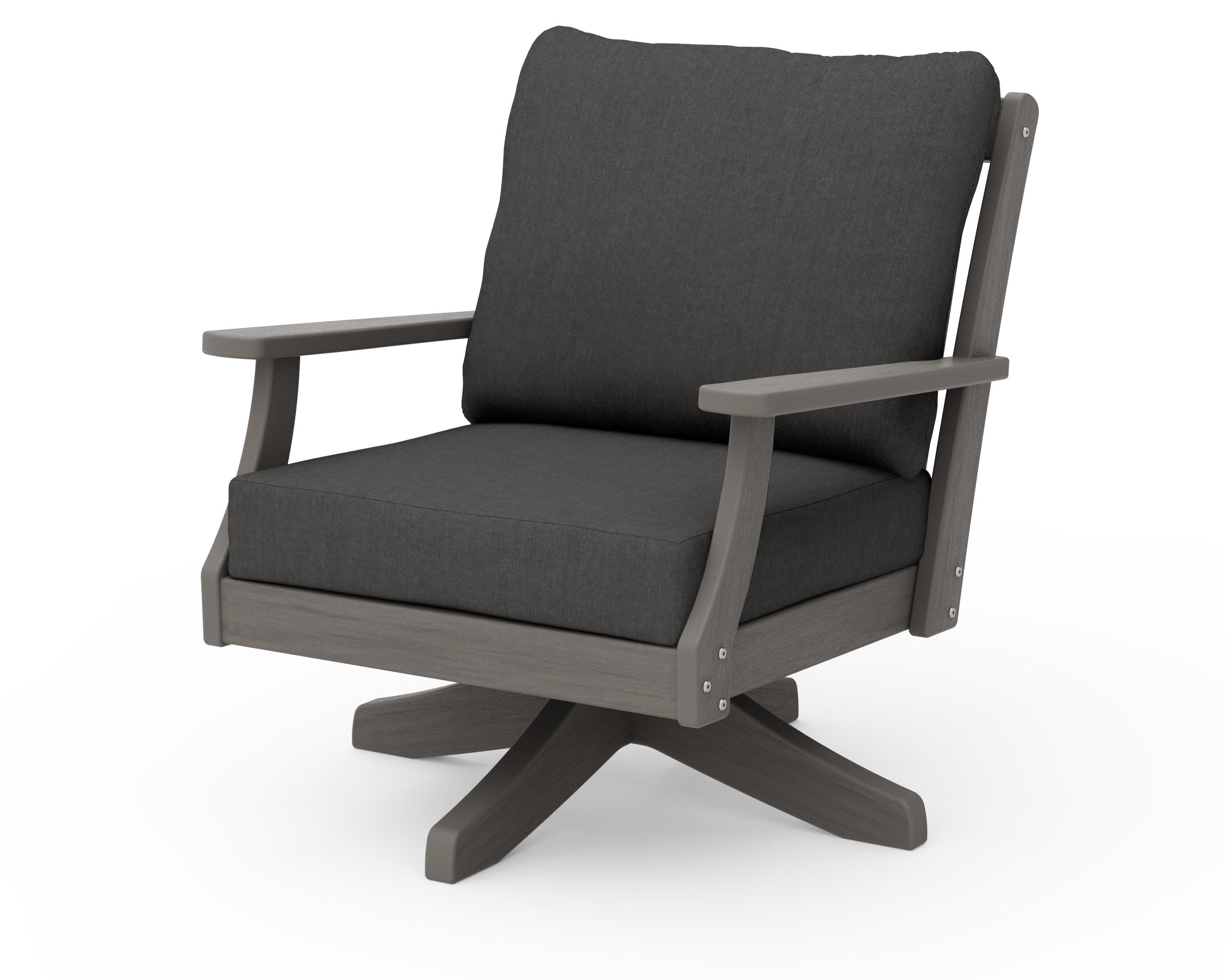 Braxton Deep Seating Swivel Chair in Driftwood / Spectrum Carbon