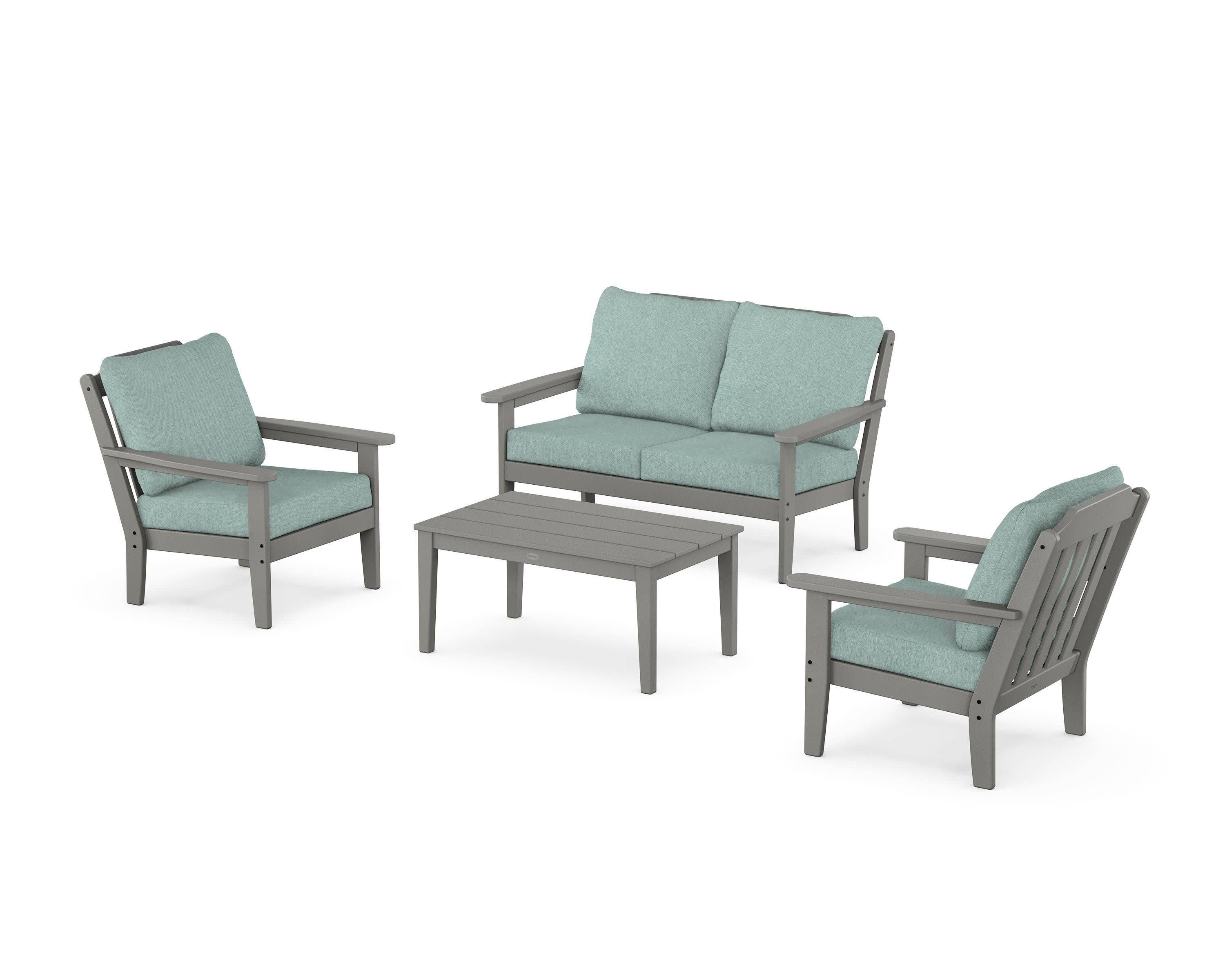 Cottage 4-Piece Deep Seating Set with Loveseat in Slate Grey / Glacier Spa