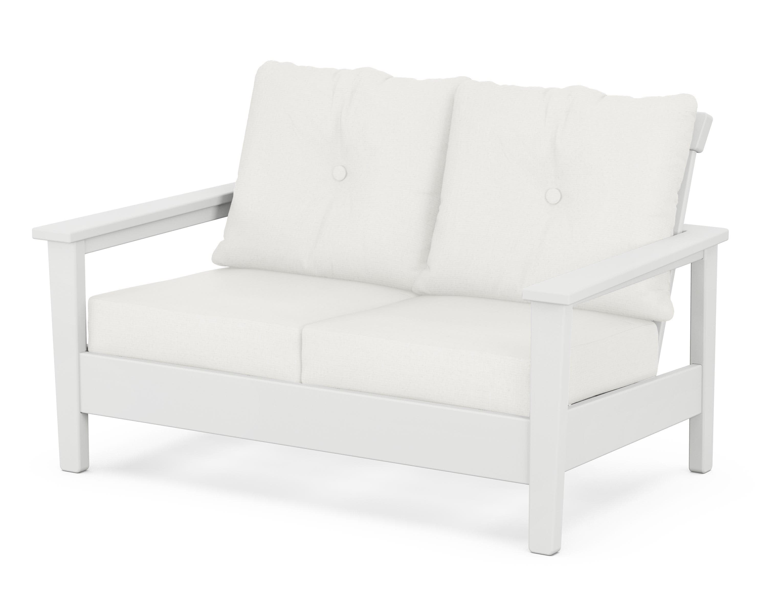 Prescott Deep Seating Loveseat in White / Natural Linen