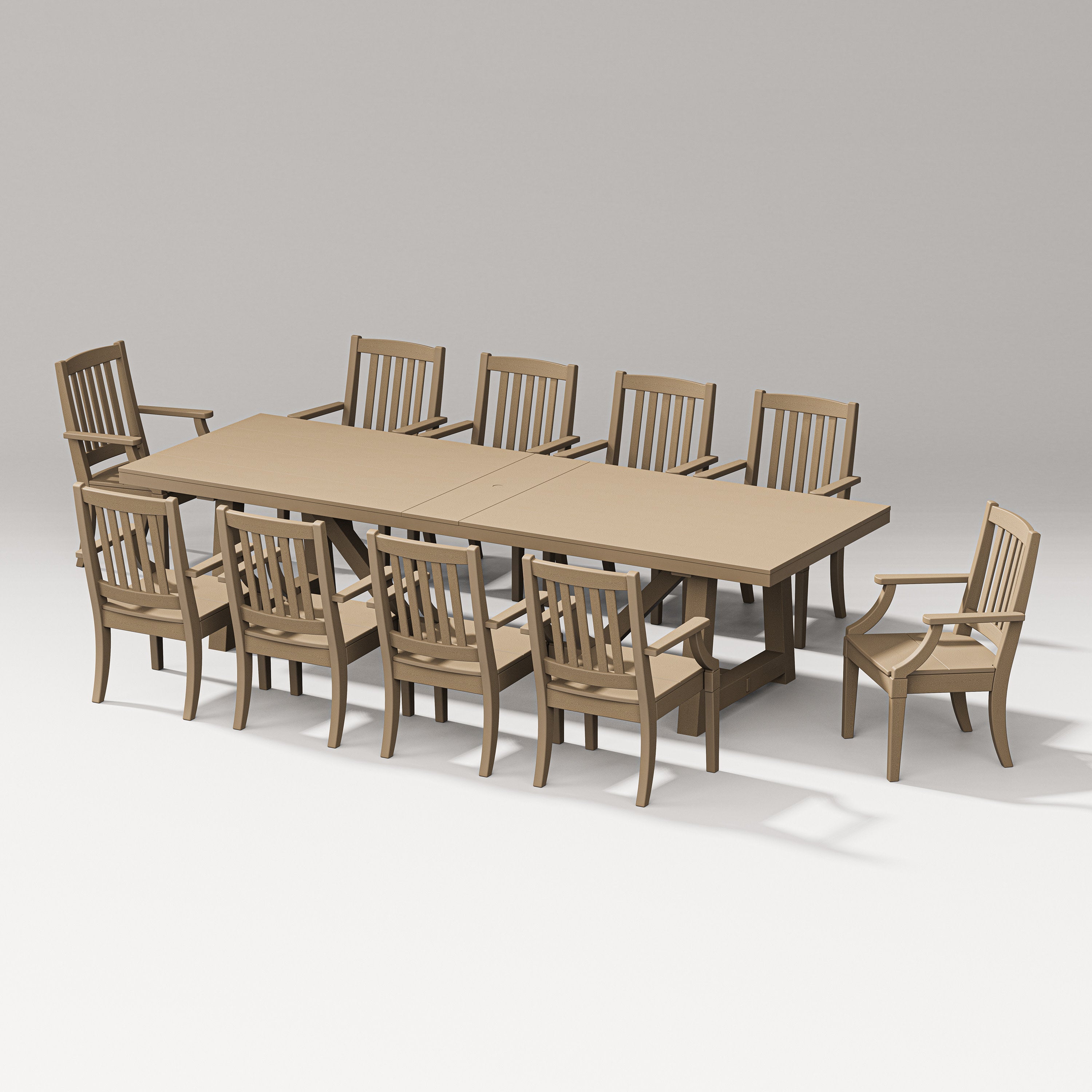 Estate 11-Piece A-Frame Table Dining Set in Vintage Sahara
