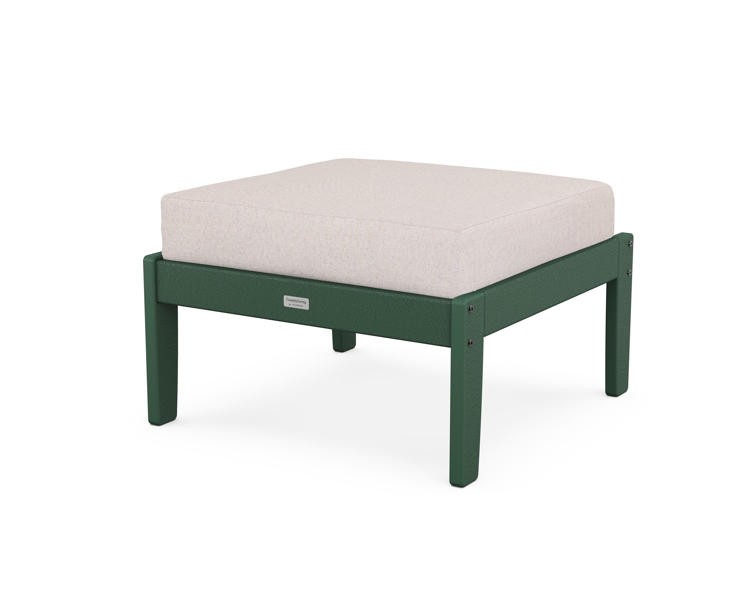 Cottage Deep Seating Ottoman in Green / Dune Burlap