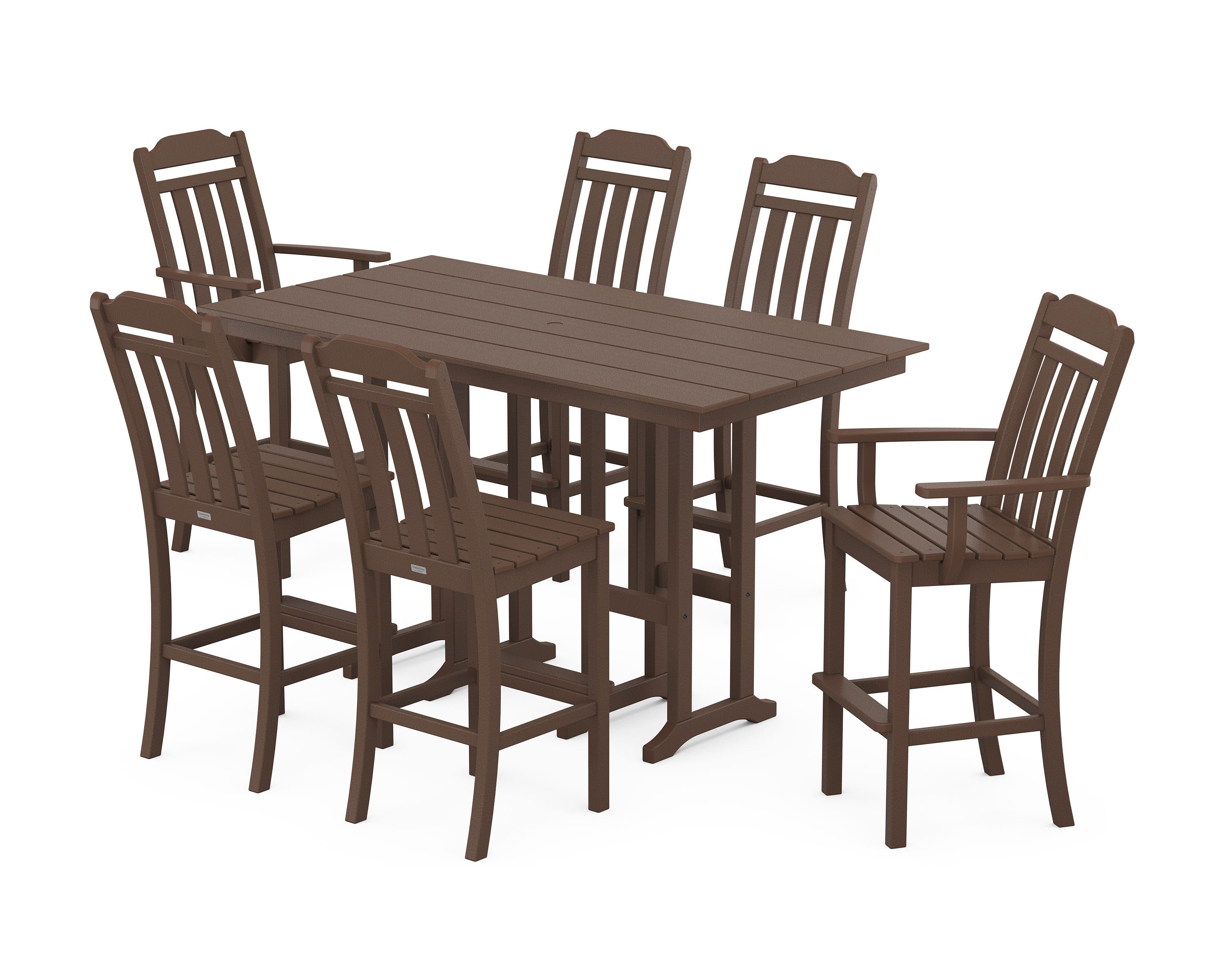 Cottage 7-Piece Farmhouse Bar Set in Mahogany