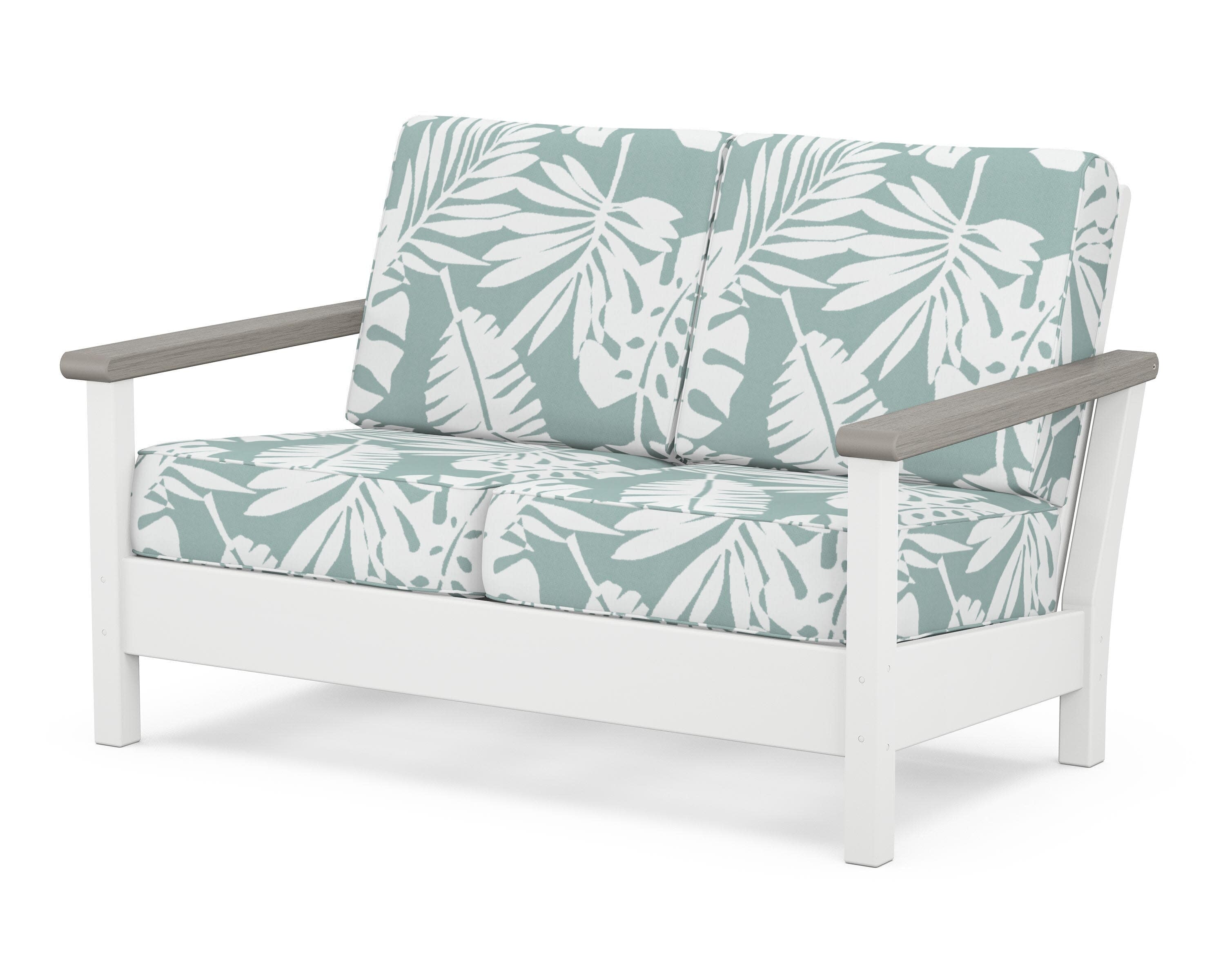 Harbour Deep Seating Loveseat in White / Driftwood / Leaf Glacier Spa