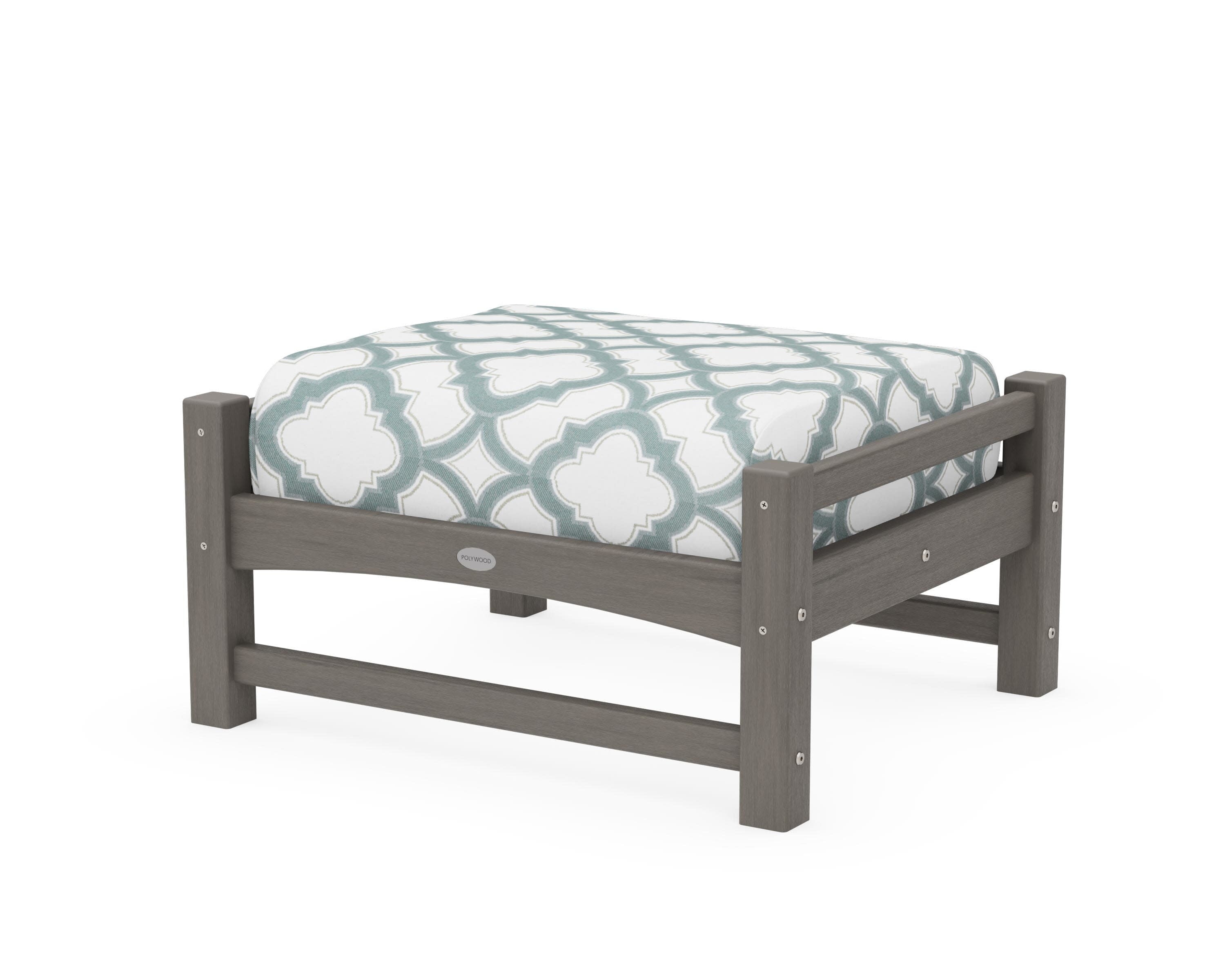 Club Ottoman in Driftwood / Trellis Glacier Spa