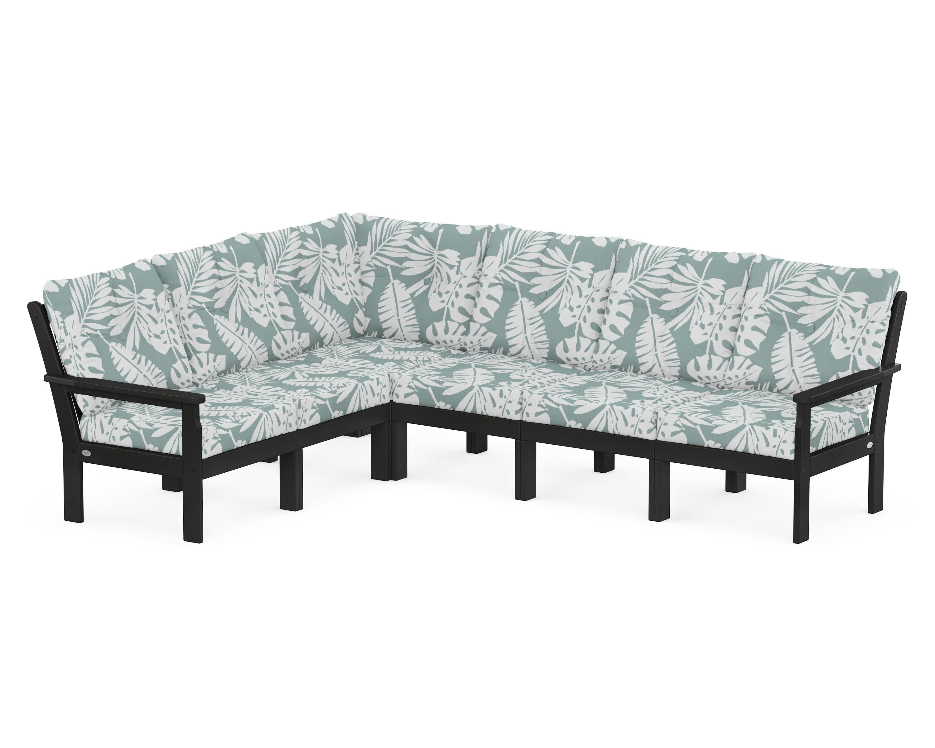 Vineyard 6-Piece Sectional in Black / Leaf Glacier Spa
