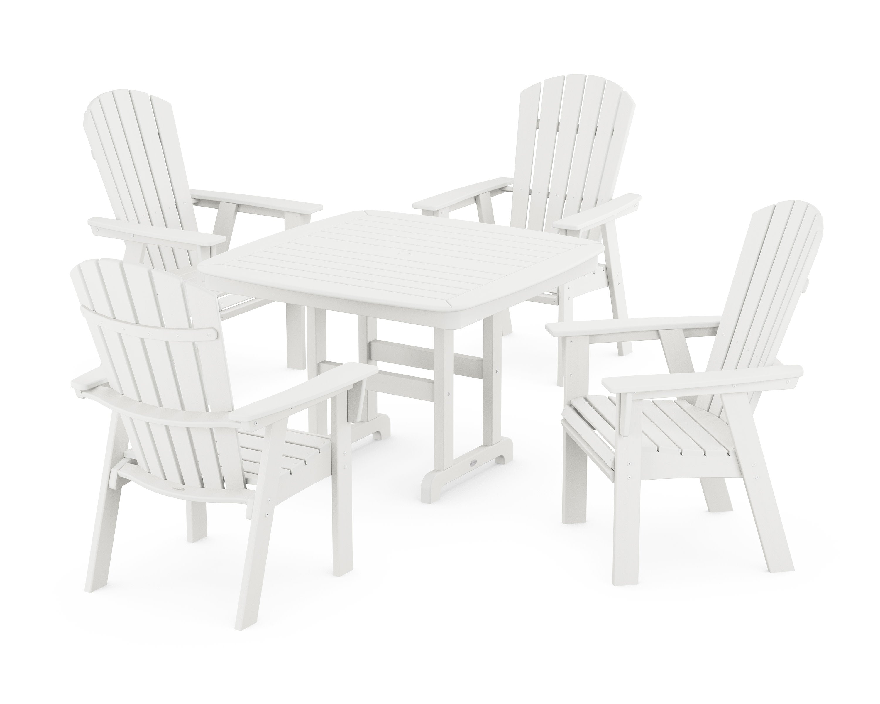Nautical Curveback Adirondack 5-Piece Dining Set in Vintage White