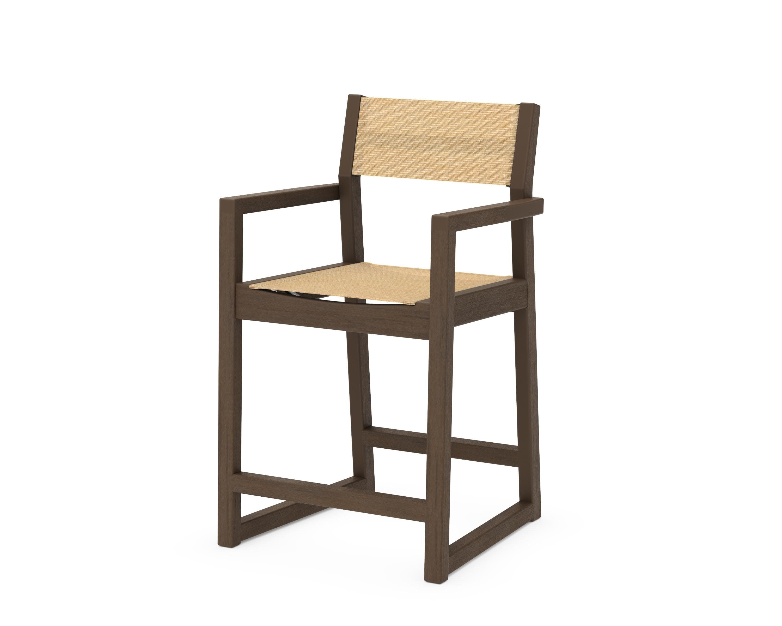 EDGE Sling Counter Arm Chair in Kona / Dupioni Apricot Sling