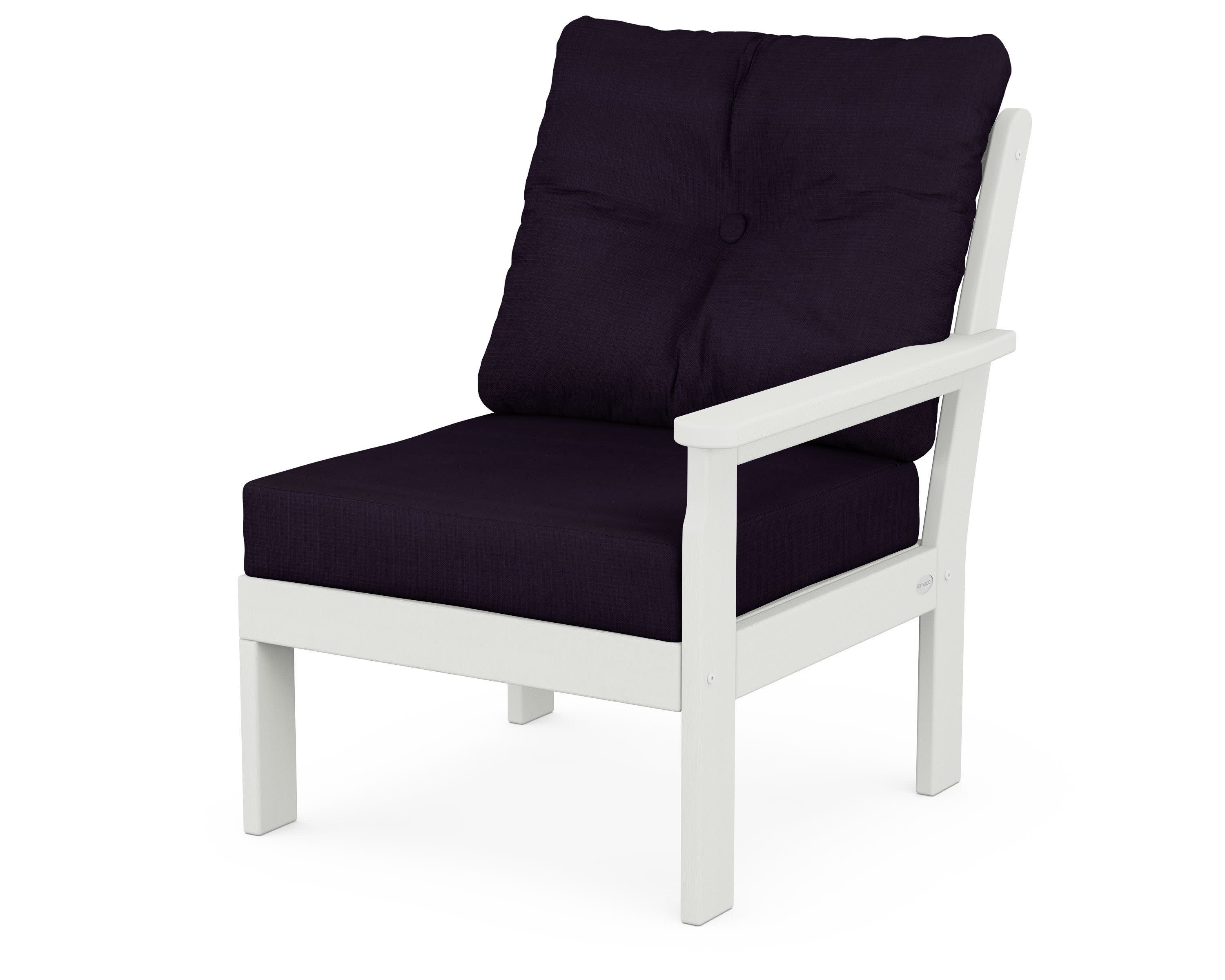 Vineyard Modular Right Arm Chair in Vintage White / Navy Linen