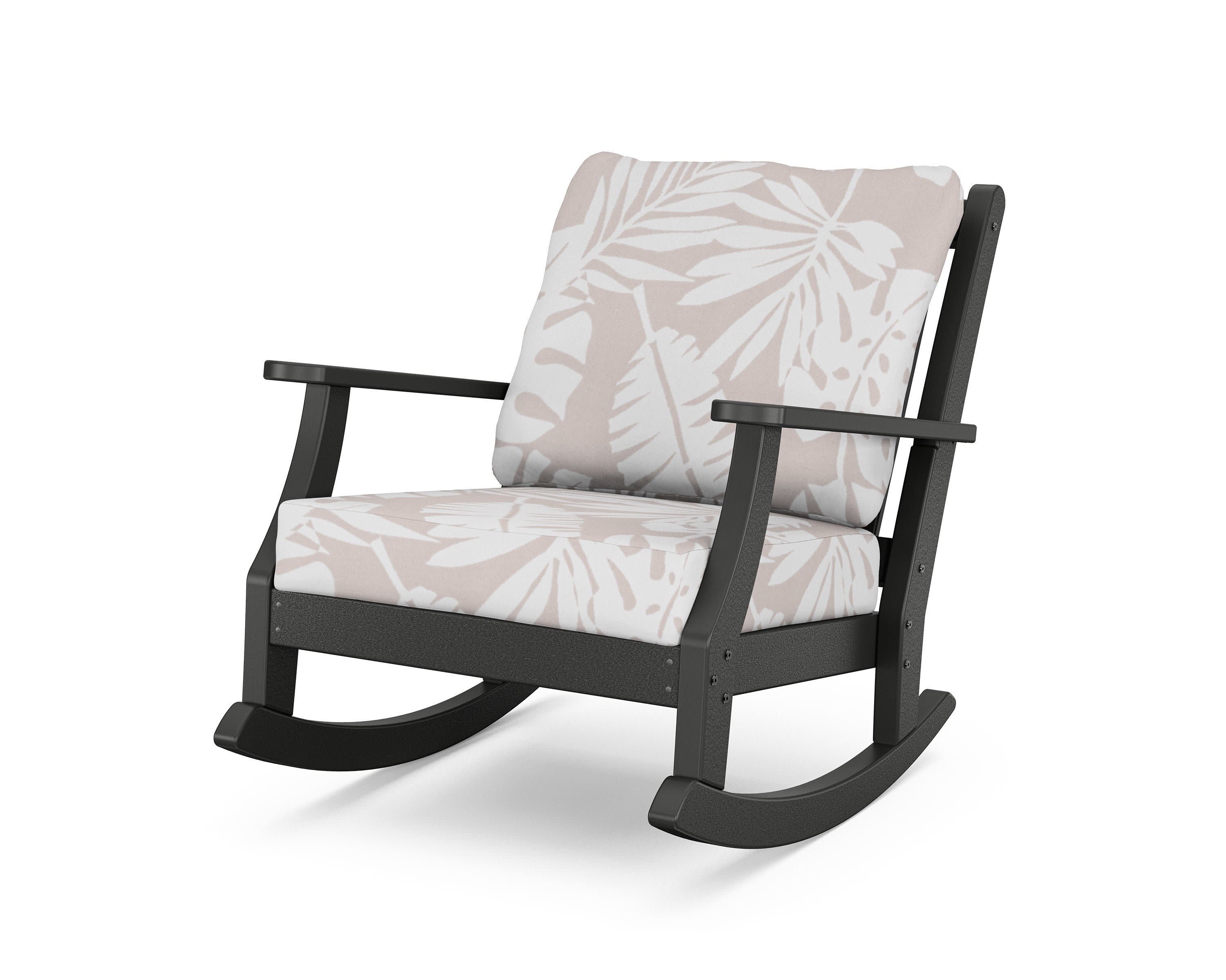 Wovendale Deep Seating Rocking Chair in Black / Leaf Dune Burlap