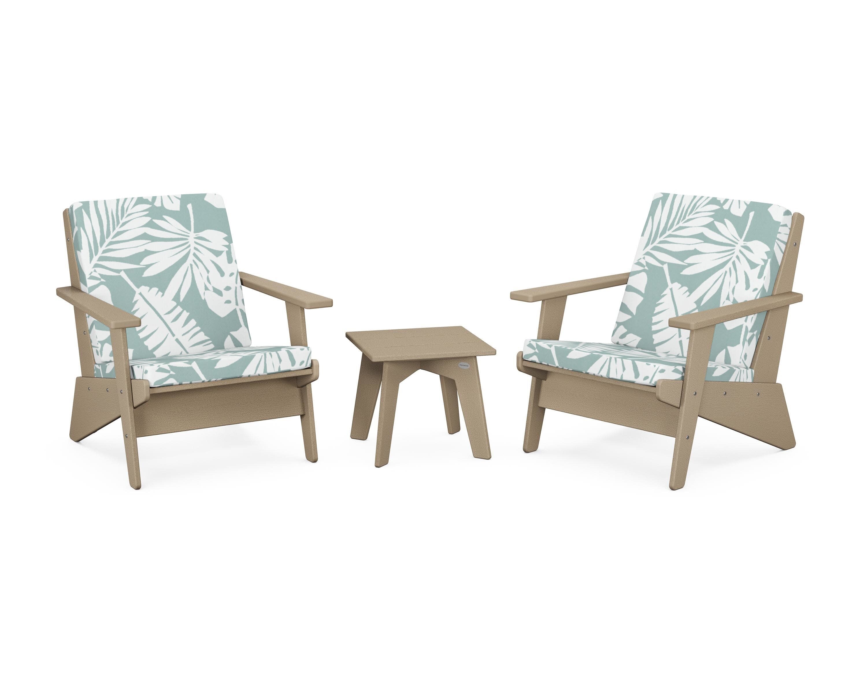 Riviera Modern Lounge 3-Piece Set in Vintage Sahara / Leaf Glacier Spa
