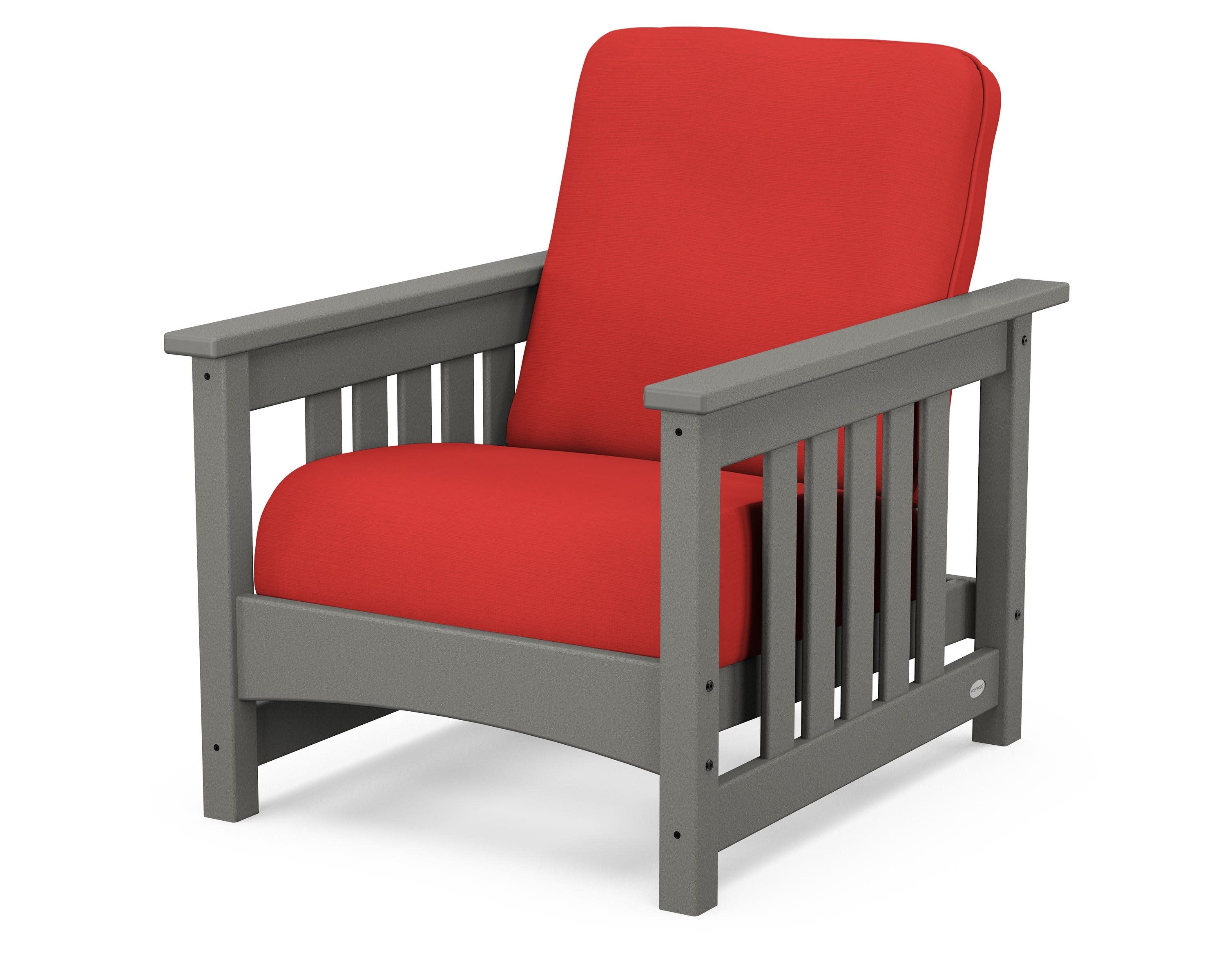 Club Mission Chair in Slate Grey / Crimson Linen