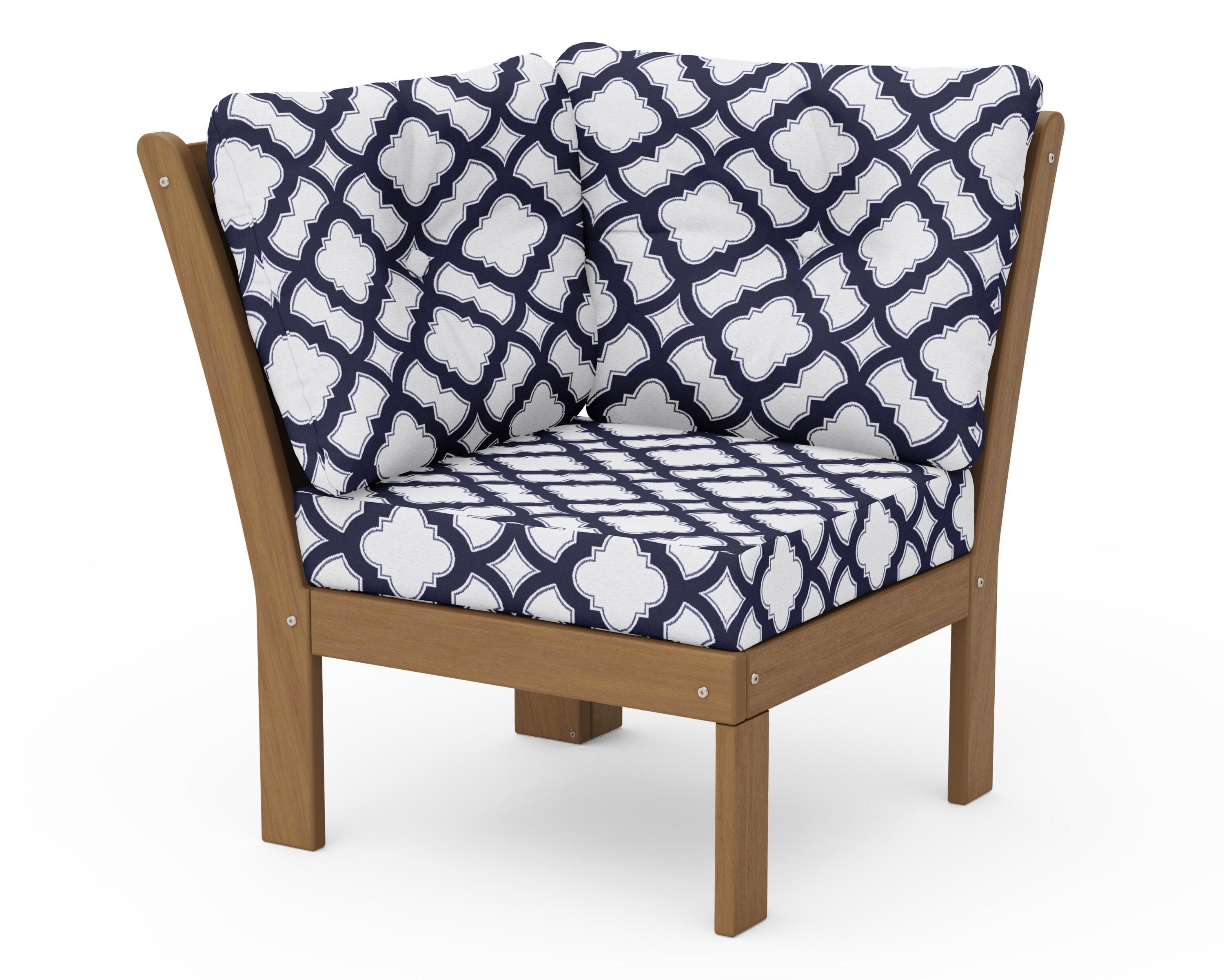 Vineyard Modular Corner Chair in Natural / Trellis Navy