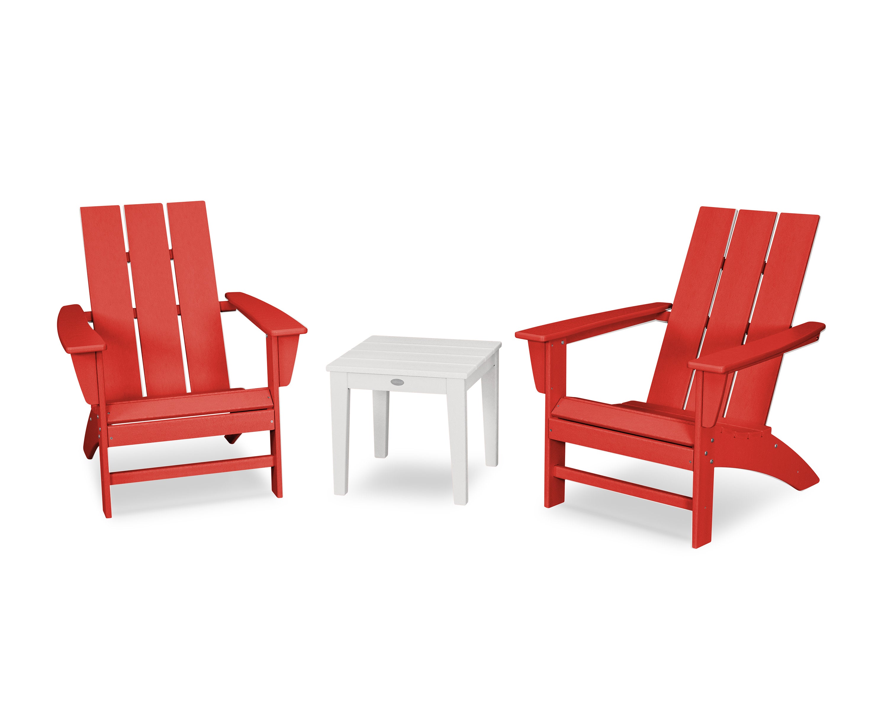 Modern Adirondack 3-Piece Set in Sunset Red / White
