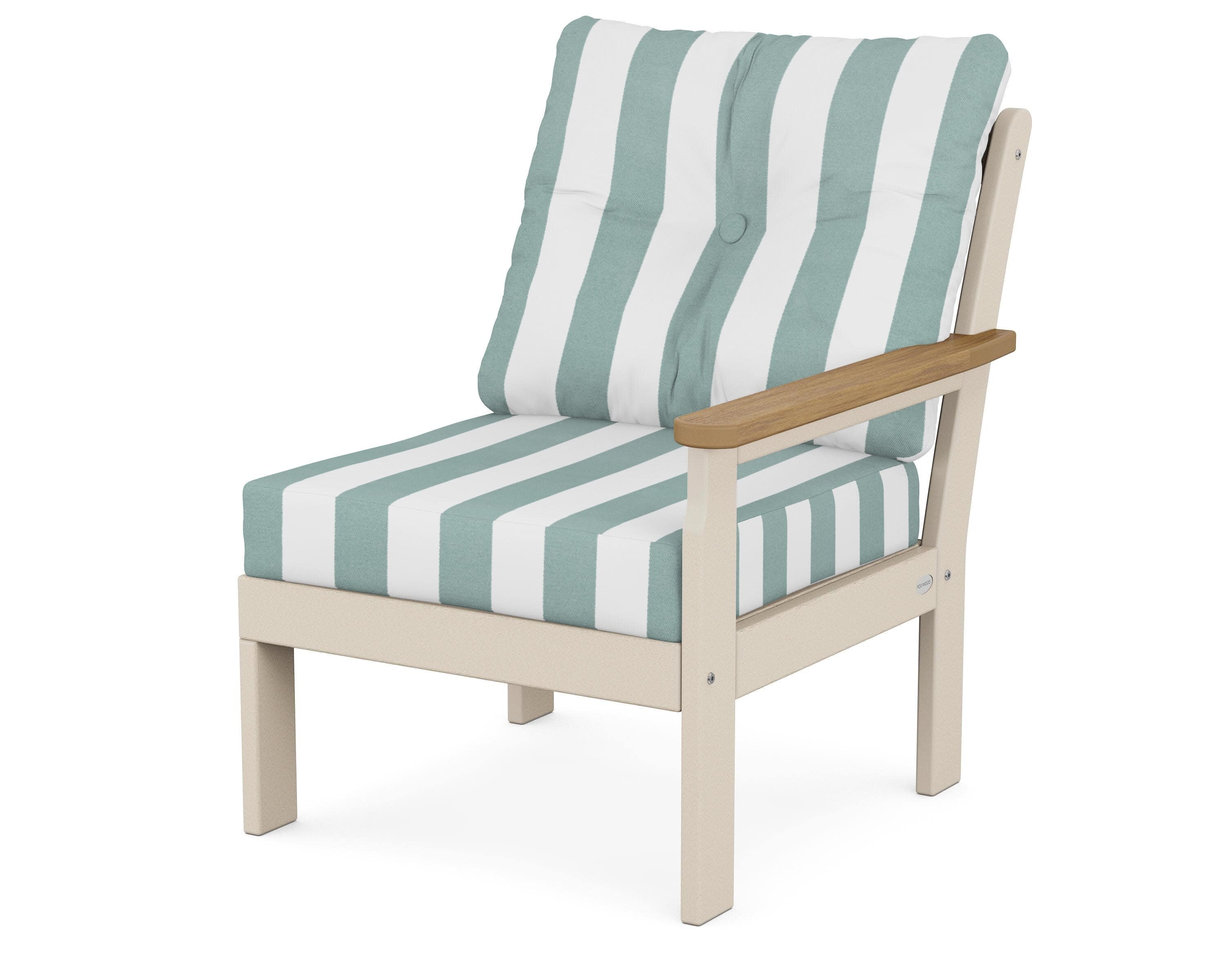 Vineyard Modular Right Arm Chair in Sand / Natural / Cabana Stripe Glacier Spa