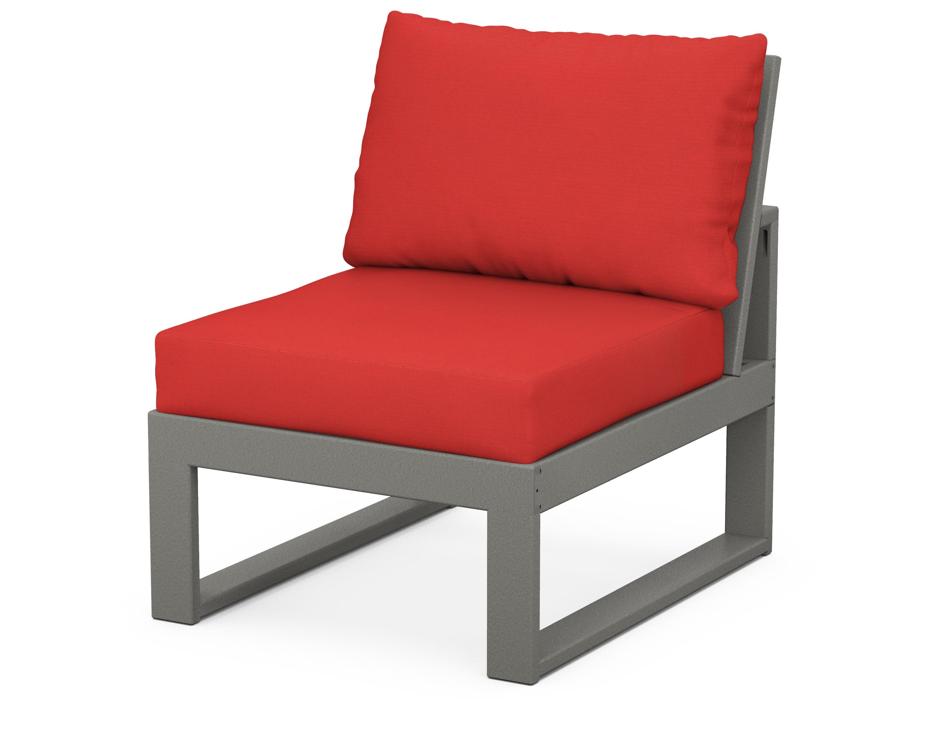 Modular Armless Chair in Slate Grey / Crimson Linen